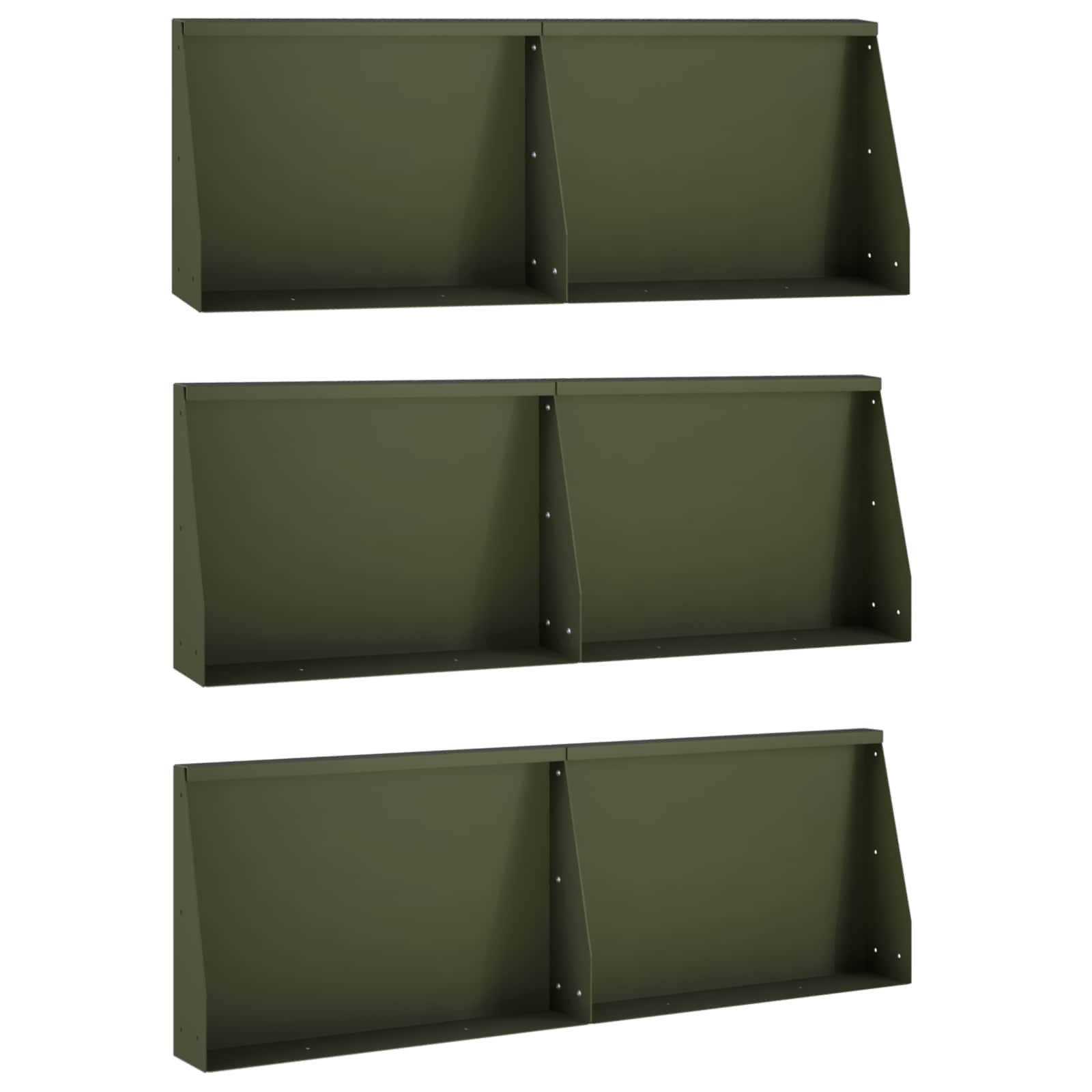 Задържащи стени 6 бр. 60 x 12 x 30 см Стомана Маслиненозелено