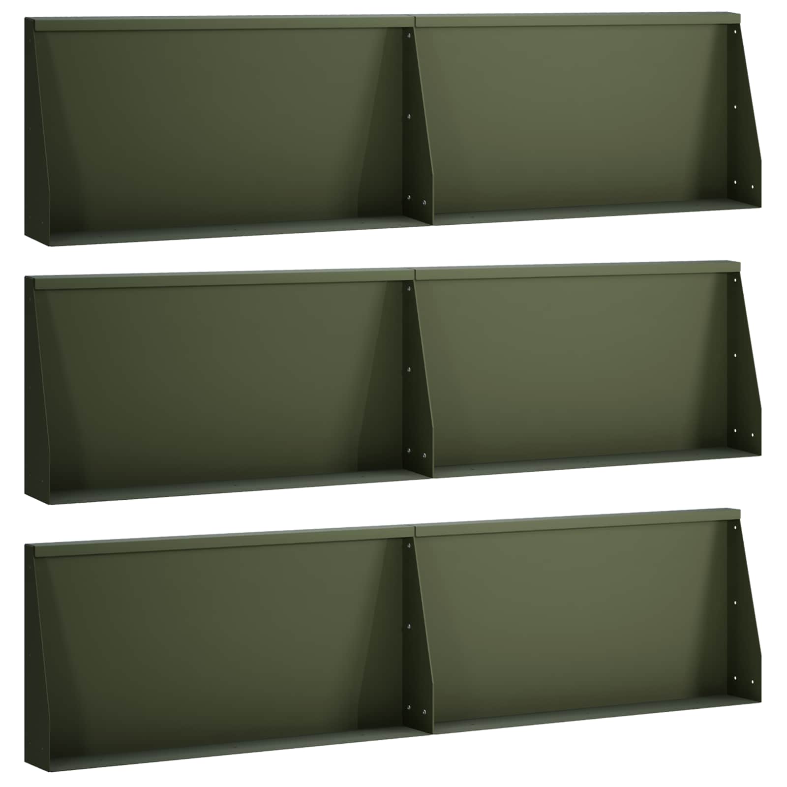 Задържащи стени 6 бр. 80 x 12 x 30 см Стомана Маслиненозелено