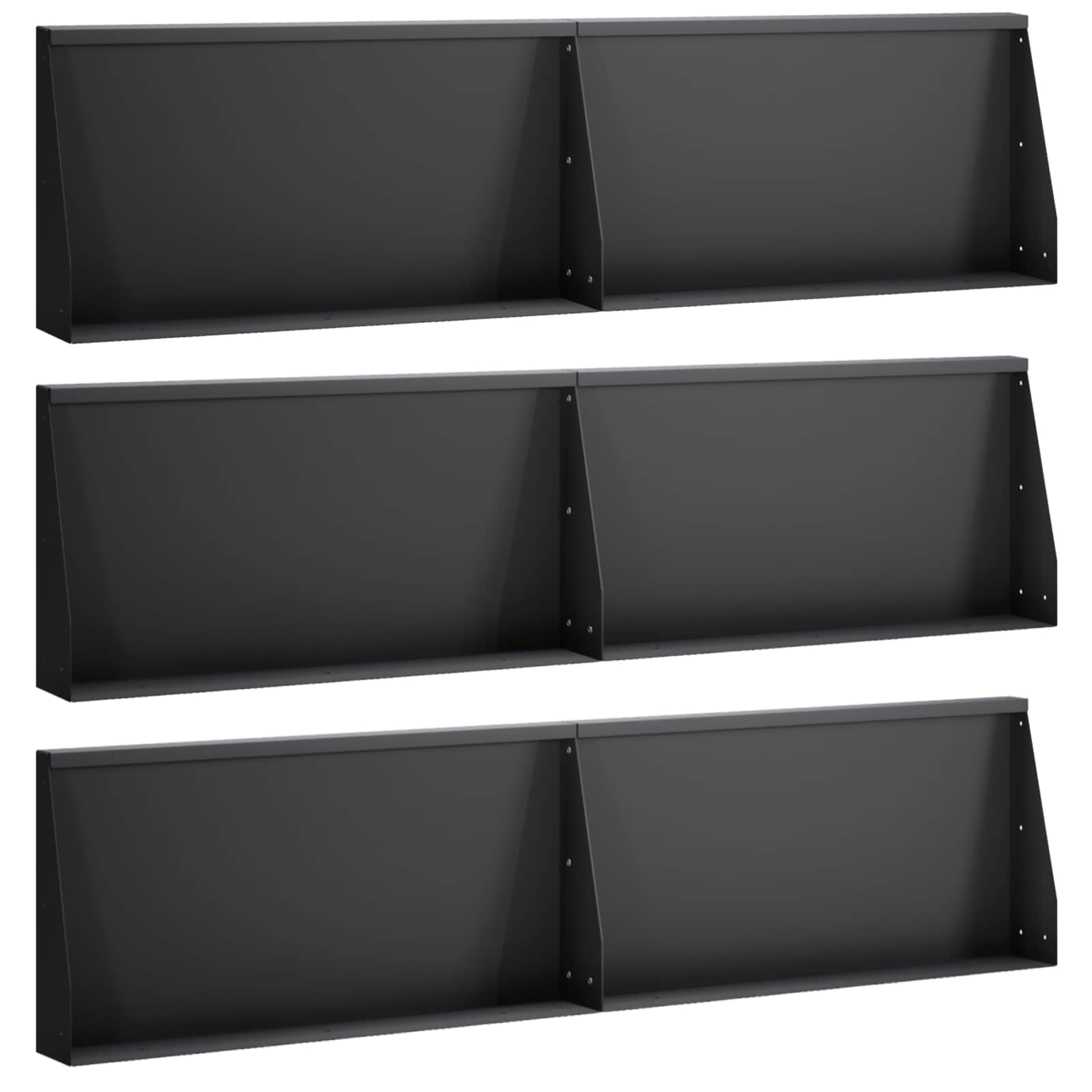 Задържащи стени 6 бр. 80 x 12 x 50 см Стомана Черно