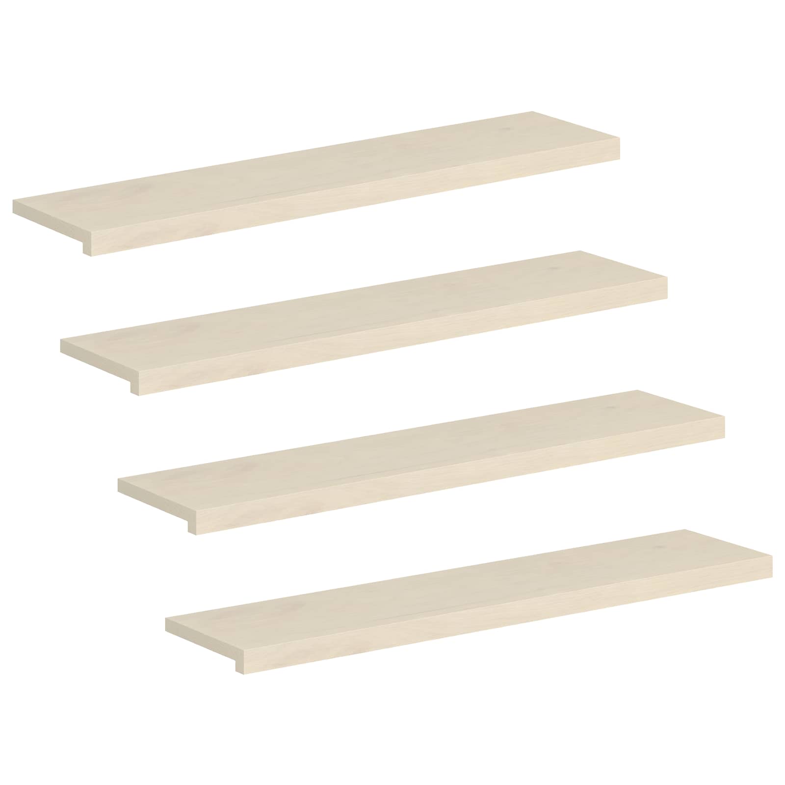 Trap Tread 4 st 120 x 25 x 2 cm Wit Massief Eikenhout image 2