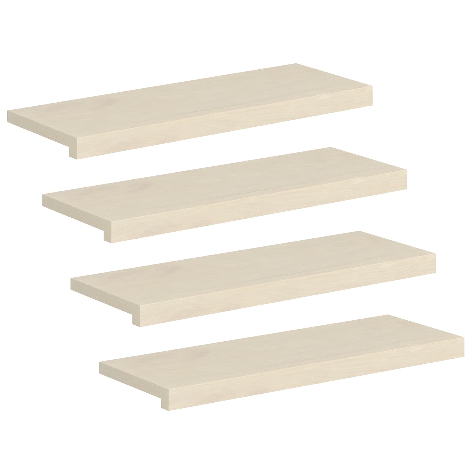 Trap Tread 4 st 80 x 30 x 2 cm Wit Massief Eikenhout image 2