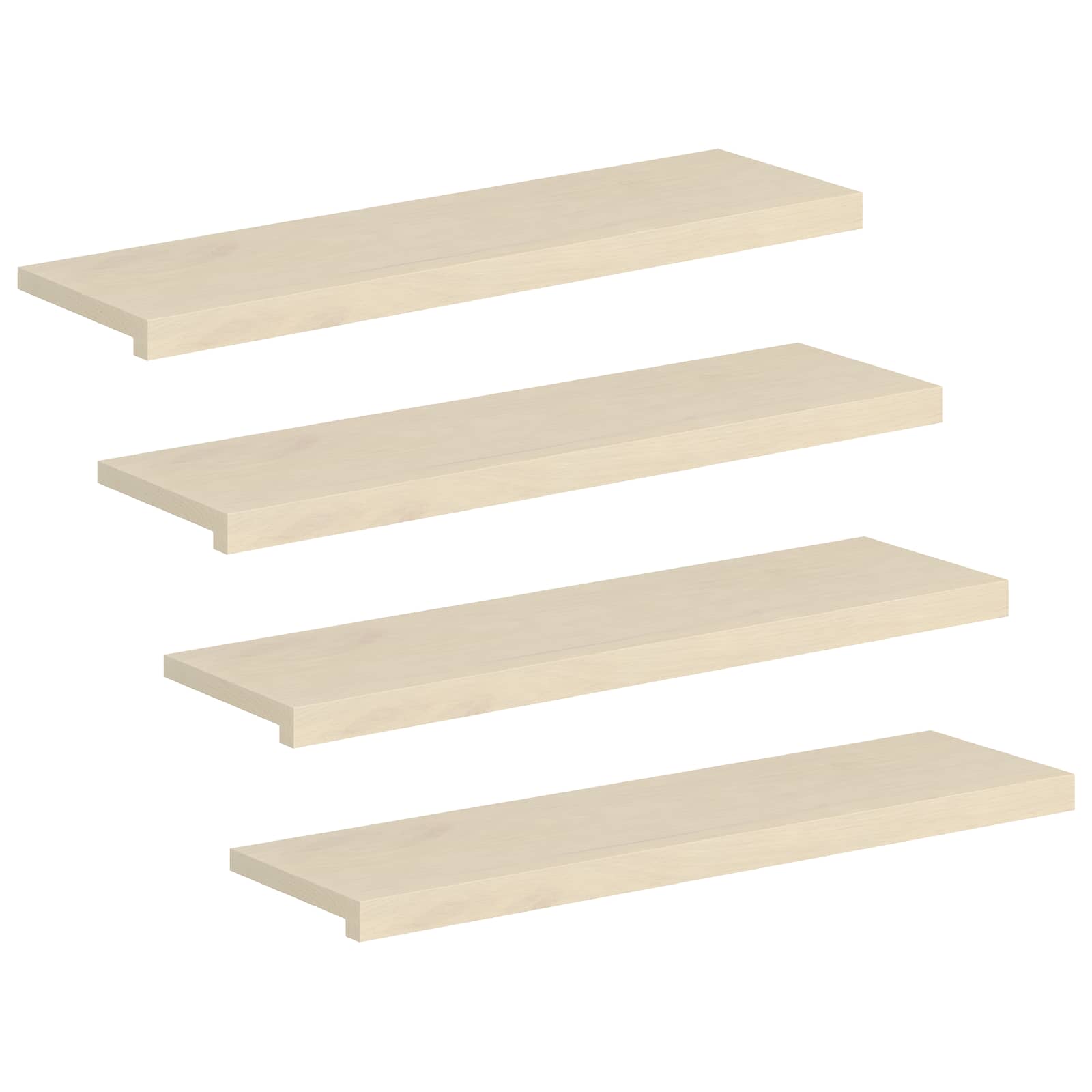 Trap Tread 4 st 90 x 30 x 2 cm Wit Massief Eikenhout image 2