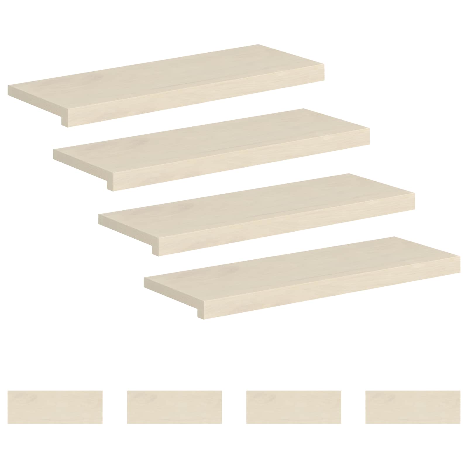 Trap Tread 8 st 70 x 25 x 2 cm Wit Massief Eikenhout image 2