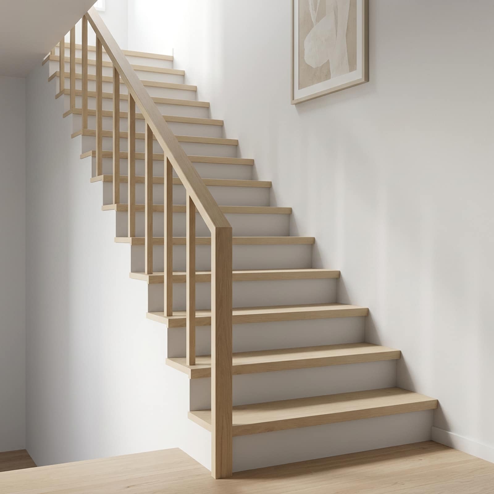 Trap Tread 8 st 120 x 30 x 2 cm Wit Massief Eikenhout image 1