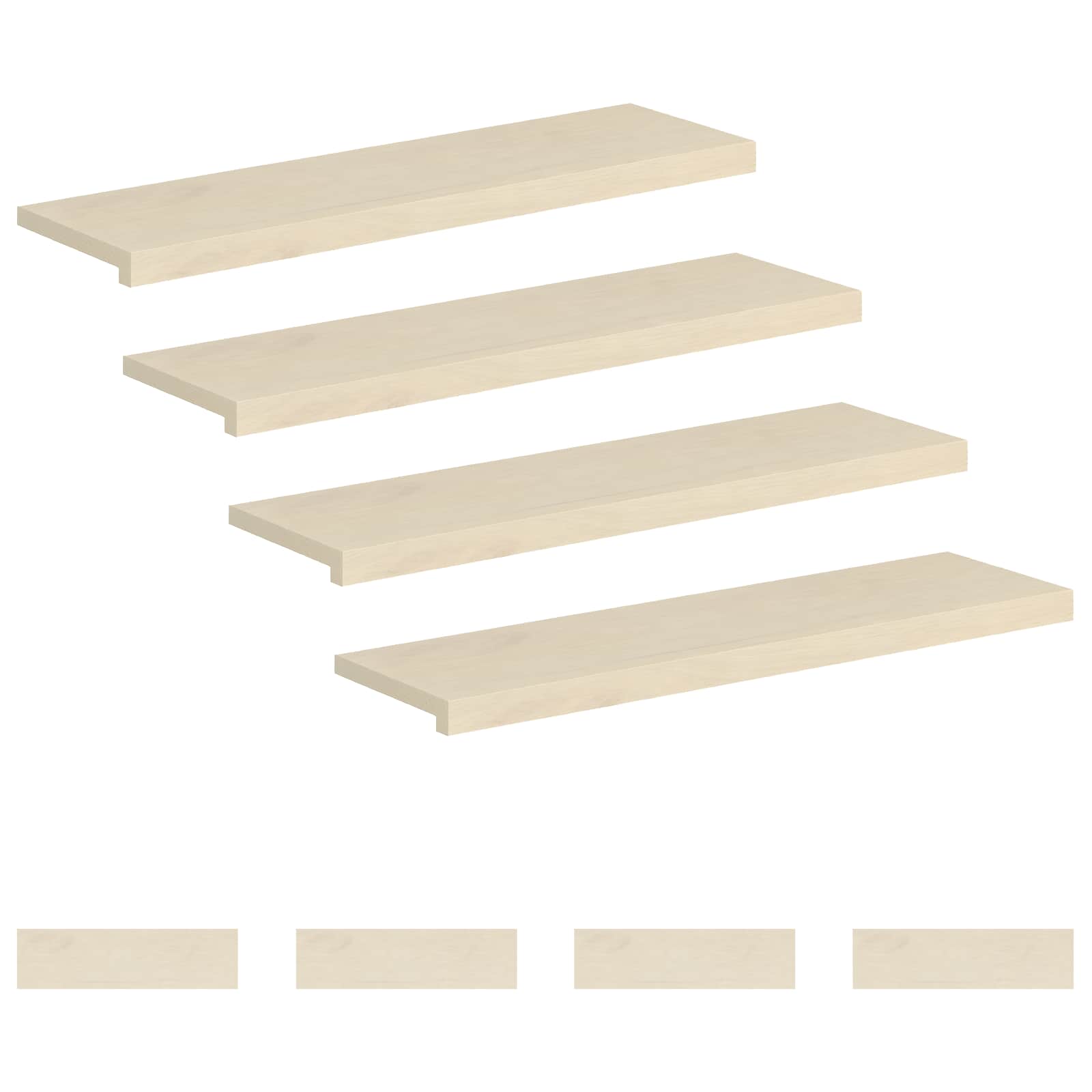 Trap Tread 8 st 100 x 25 x 2 cm Wit Massief Eikenhout image 2