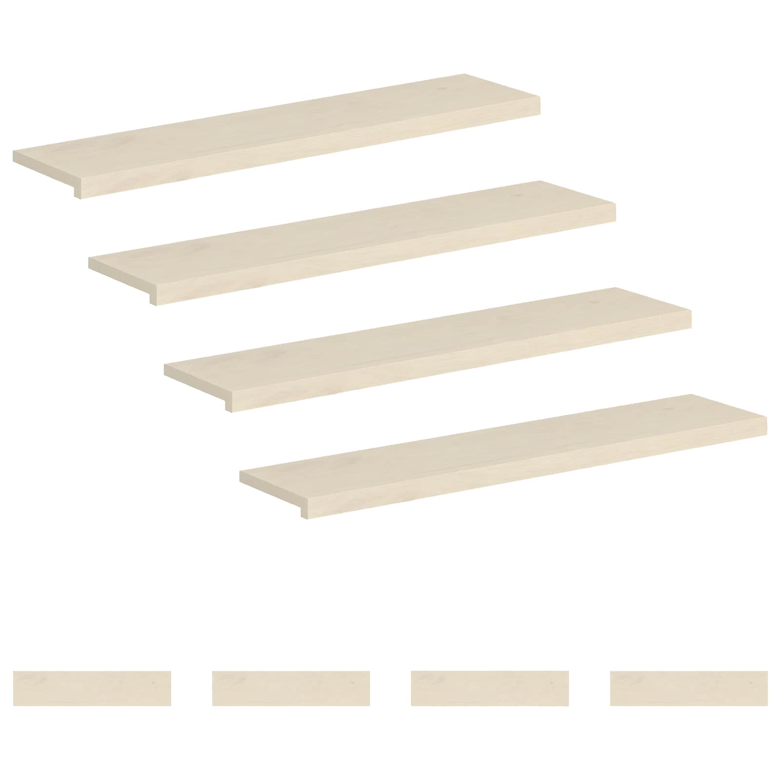 Trap Tread 8 st 120 x 30 x 2 cm Wit Massief Eikenhout image 2