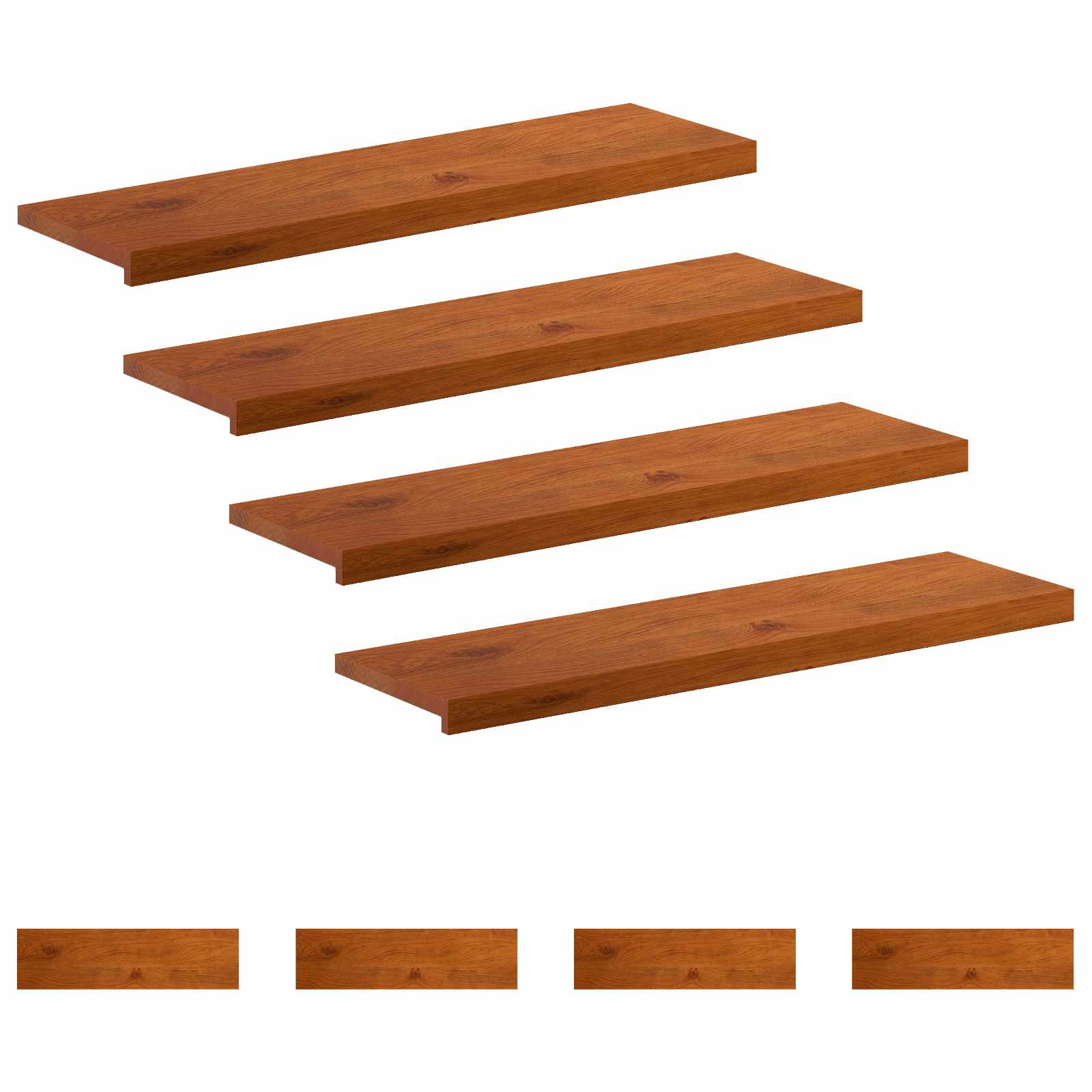 Trap Tread 8 st 90 x 25 x 2 cm Bruin Massief Eikenhout image 2