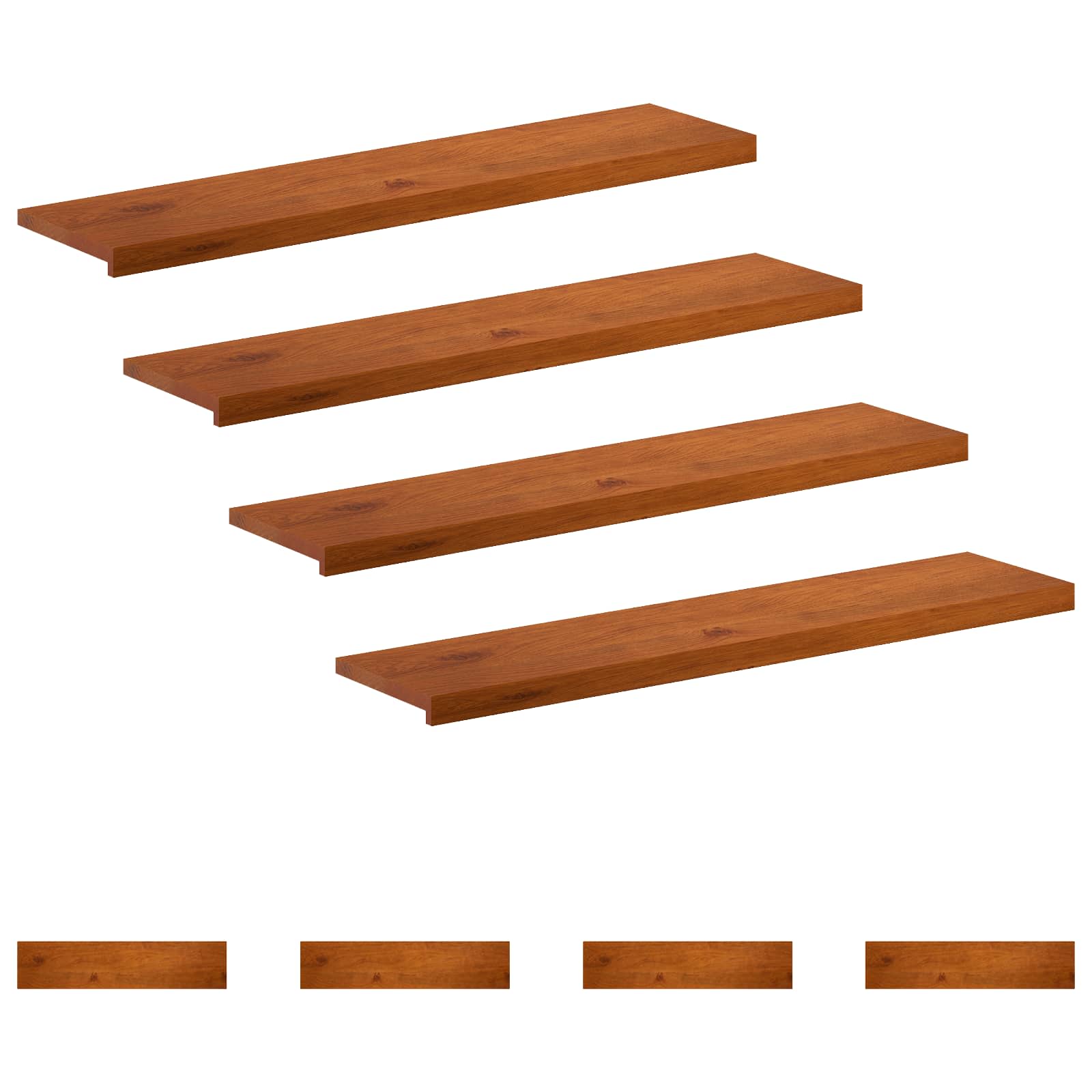 Trap Tread 8 st 120 x 25 x 2 cm Bruin Massief Eikenhout image 2