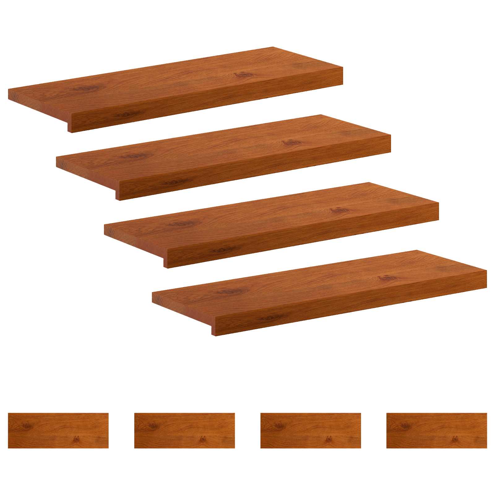 Trap Tread 8 st 80 x 30 x 2 cm Bruin Massief Eikenhout image 2