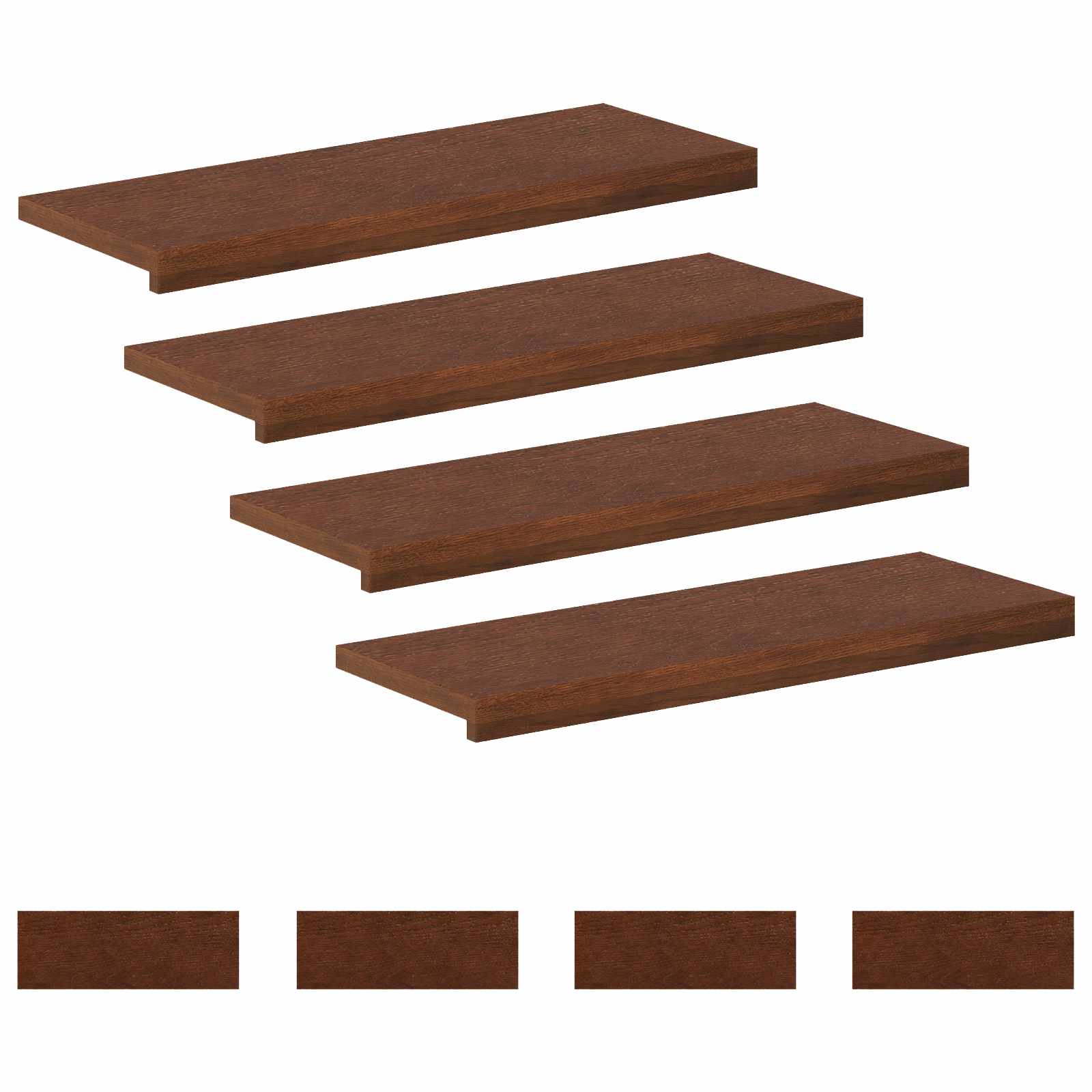 Trap Tread 8 st 80 x 25 x 2 cm Donkerbruin Massief Eikenhout image 2