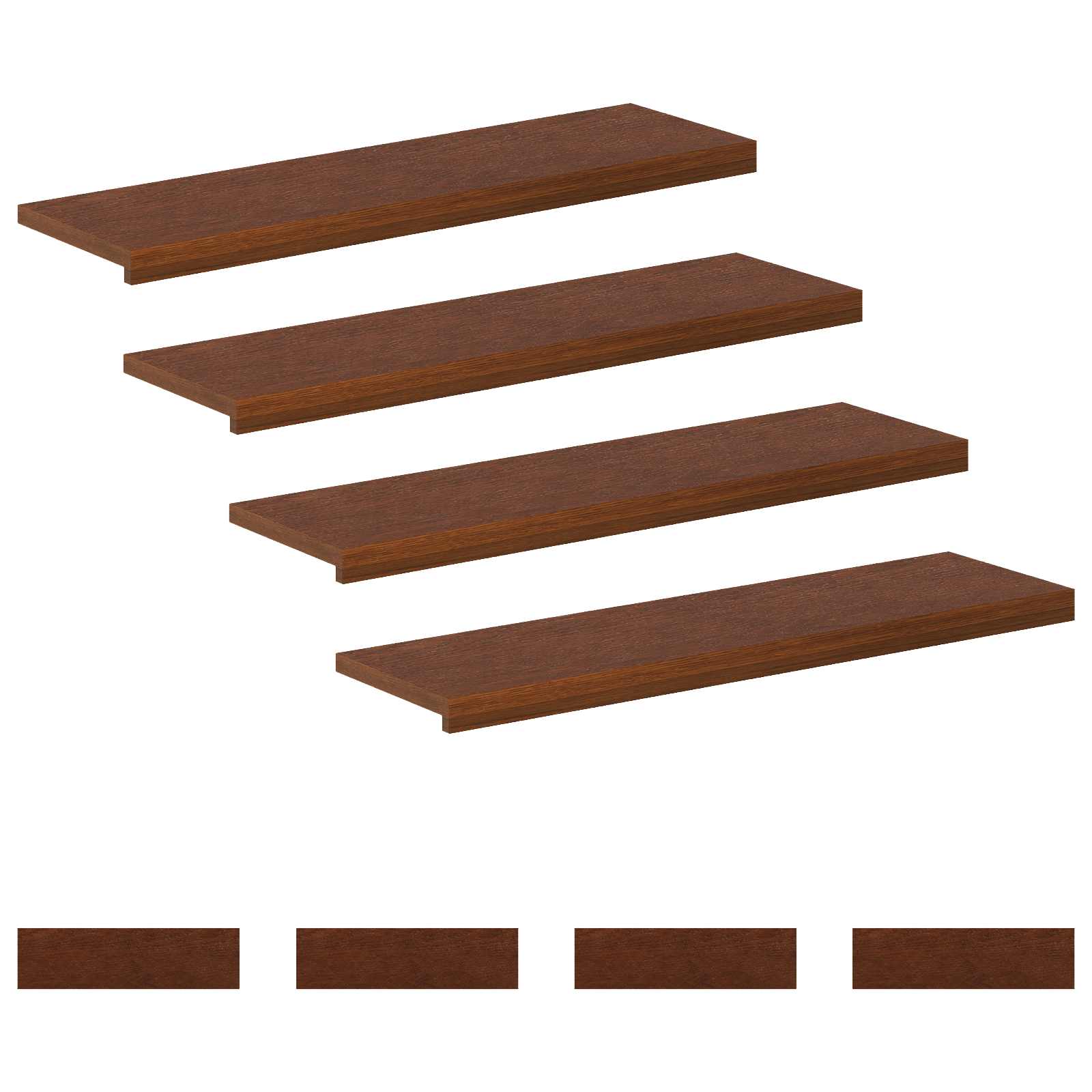 Trap Tread 8 st 90 x 25 x 2 cm Donkerbruin Massief Eikenhout image 2