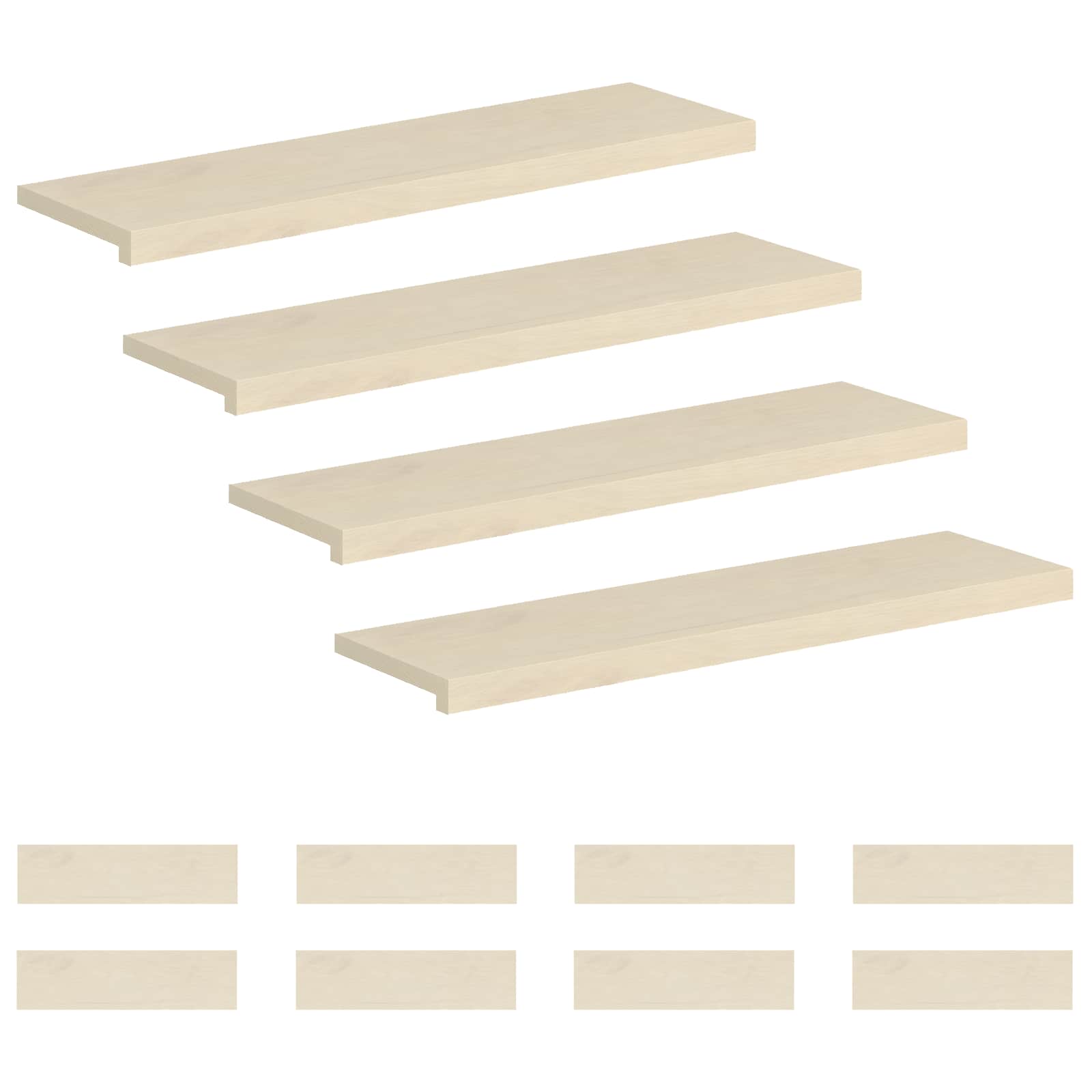Trap Tread 12 st 90 x 25 x 2 cm Wit Massief Eikenhout image 2