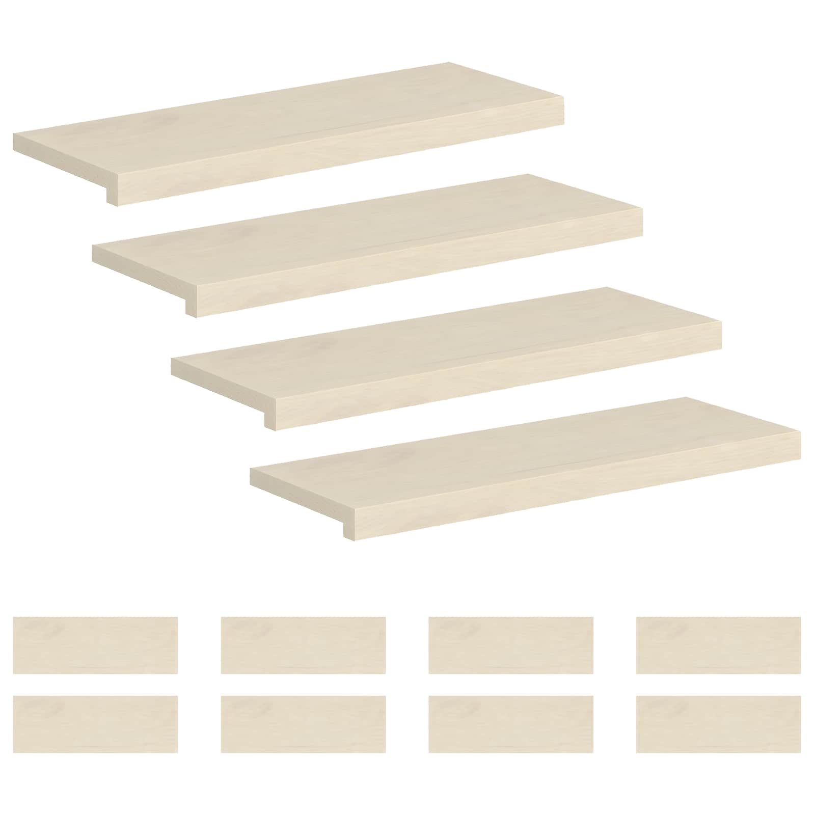 Trap Tread 12 st 70 x 30 x 2 cm Wit Massief Eikenhout image 2