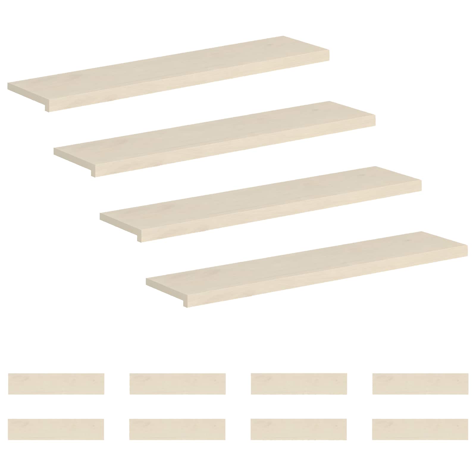 Trap Tread 12 st 120 x 30 x 2 cm Wit Massief Eikenhout image 2