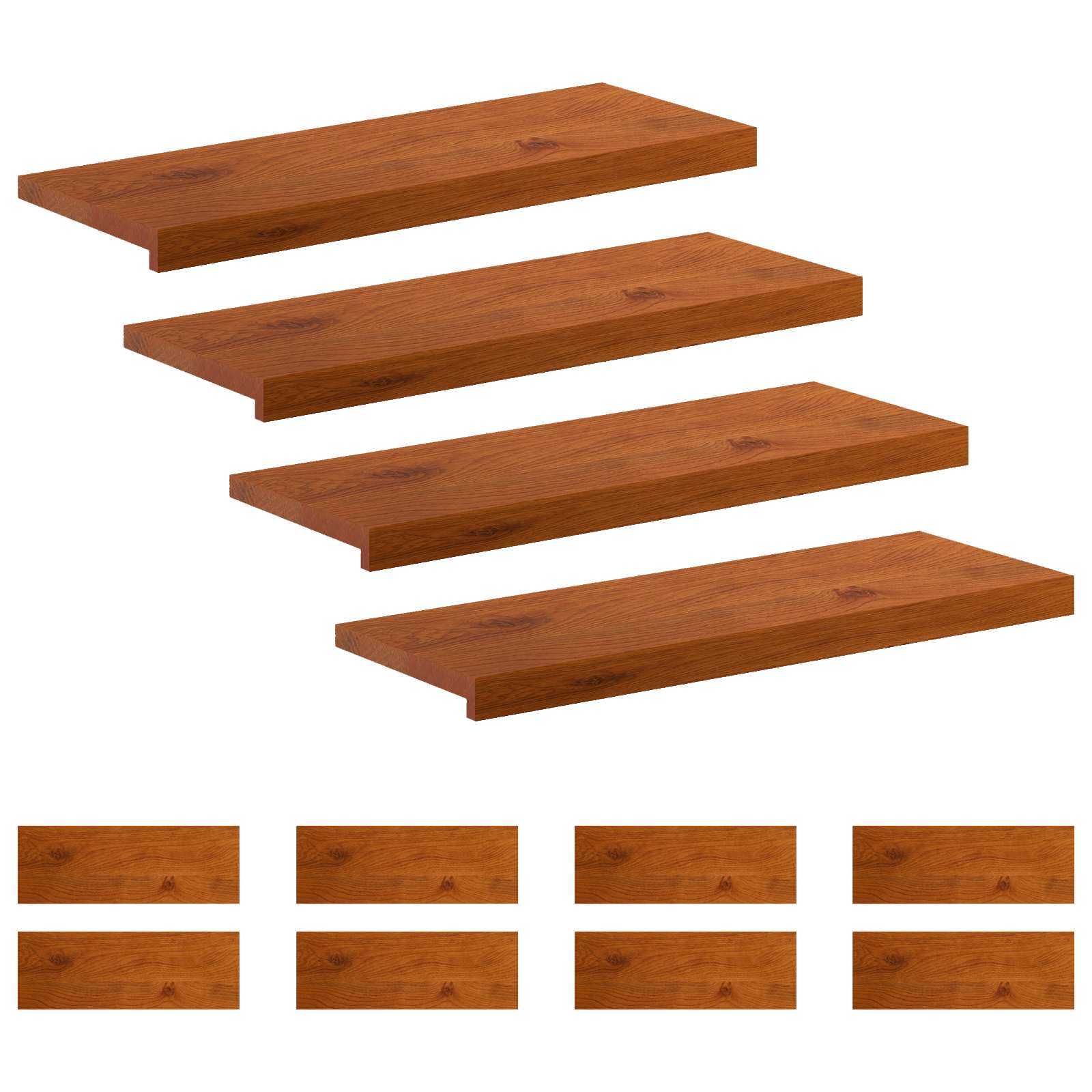 Trap Tread 12 st 80 x 25 x 2 cm Bruin Massief Eikenhout image 2