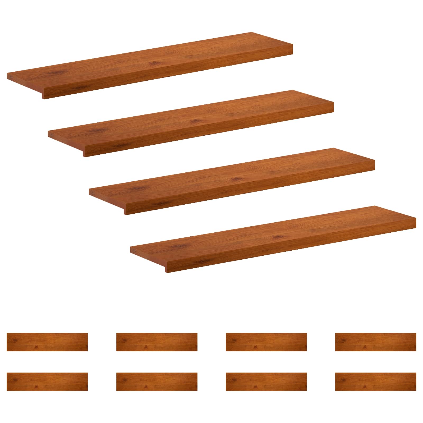 Trap Tread 12 st 110 x 25 x 2 cm Bruin Massief Eikenhout image 2