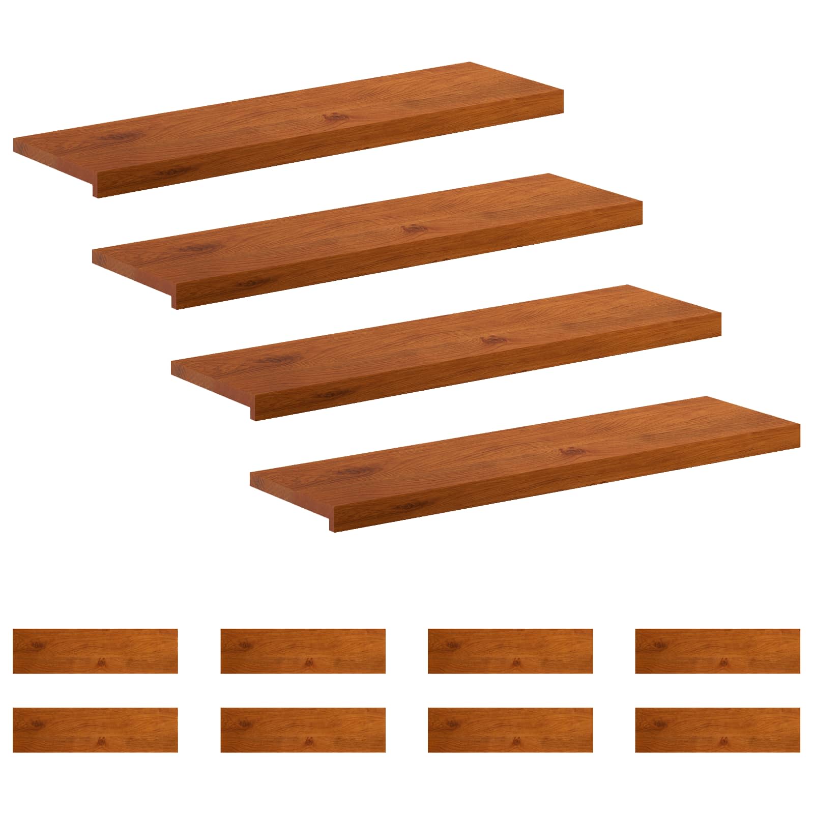 Trap Tread 12 st 100 x 30 x 2 cm Bruin Massief Eikenhout image 2