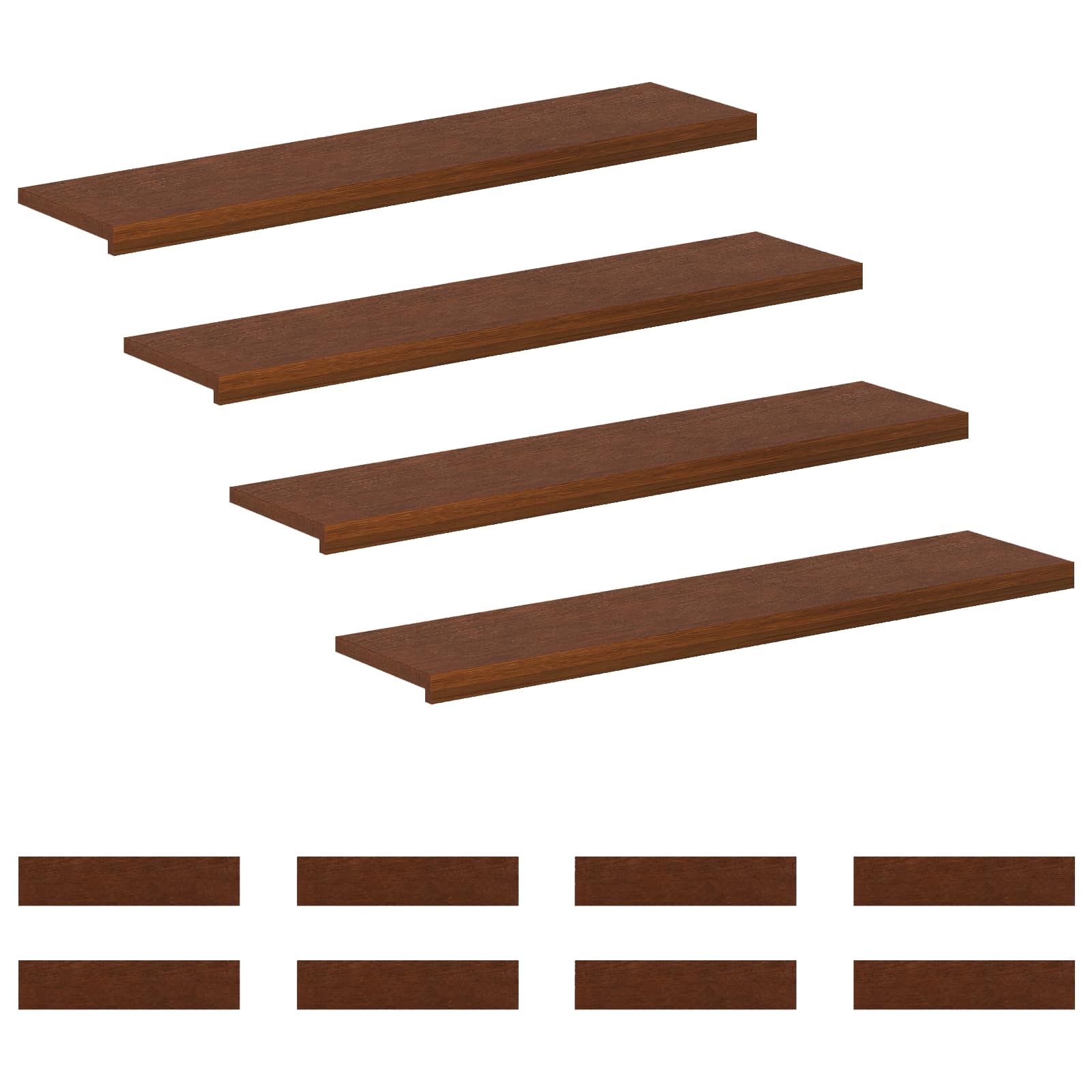 Trap Tread 12 st 120 x 25 x 2 cm Donkerbruin Massief Eikenhout image 2