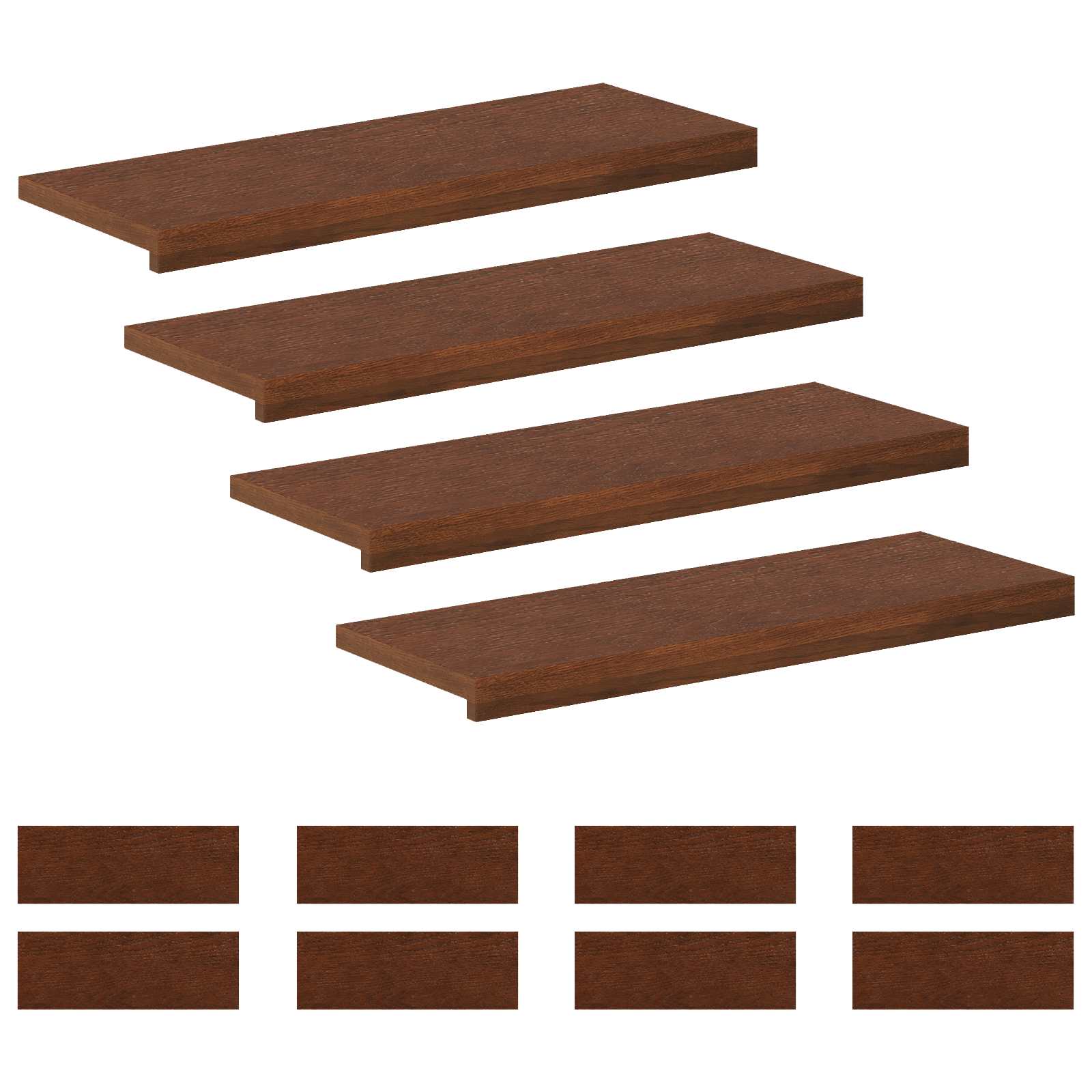 Trap Tread 12 st 70 x 30 x 2 cm Donkerbruin Massief Eikenhout image 2