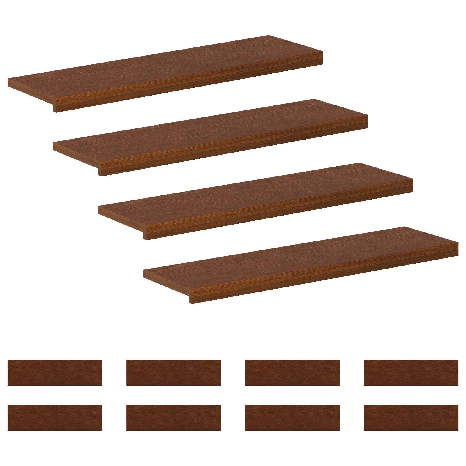 Trap Tread 12 st 90 x 30 x 2 cm Donkerbruin Massief Eikenhout image 2