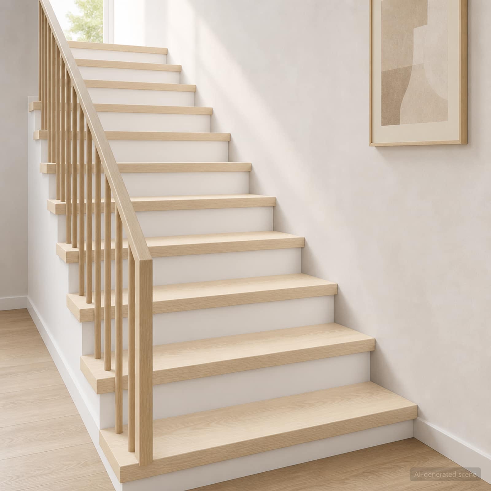 Trap Tread 16 st 90 x 30 x 2 cm Wit Massief Eikenhout image 1