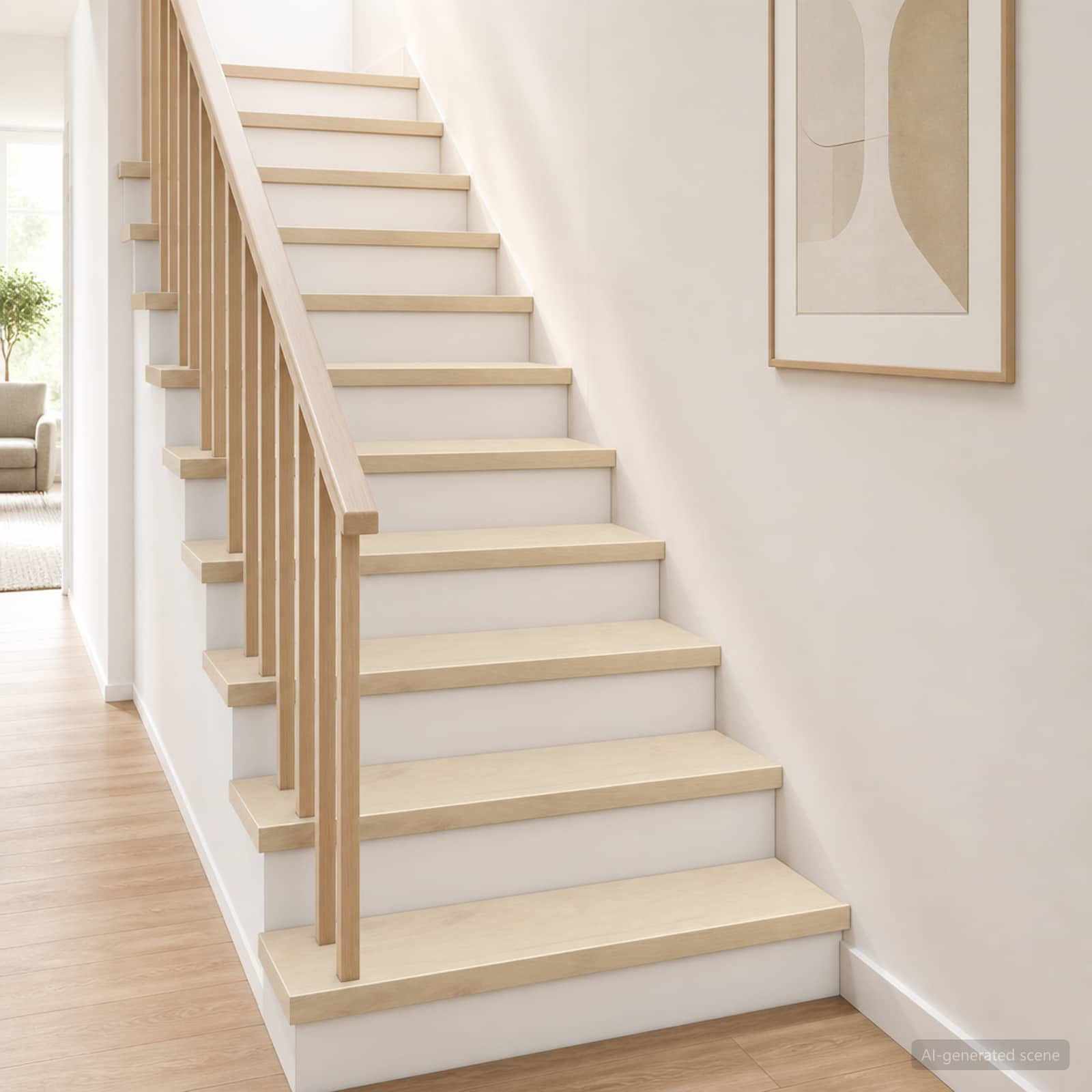 Trap Tread 16 st 110 x 25 x 2 cm Wit Massief Eikenhout image 1