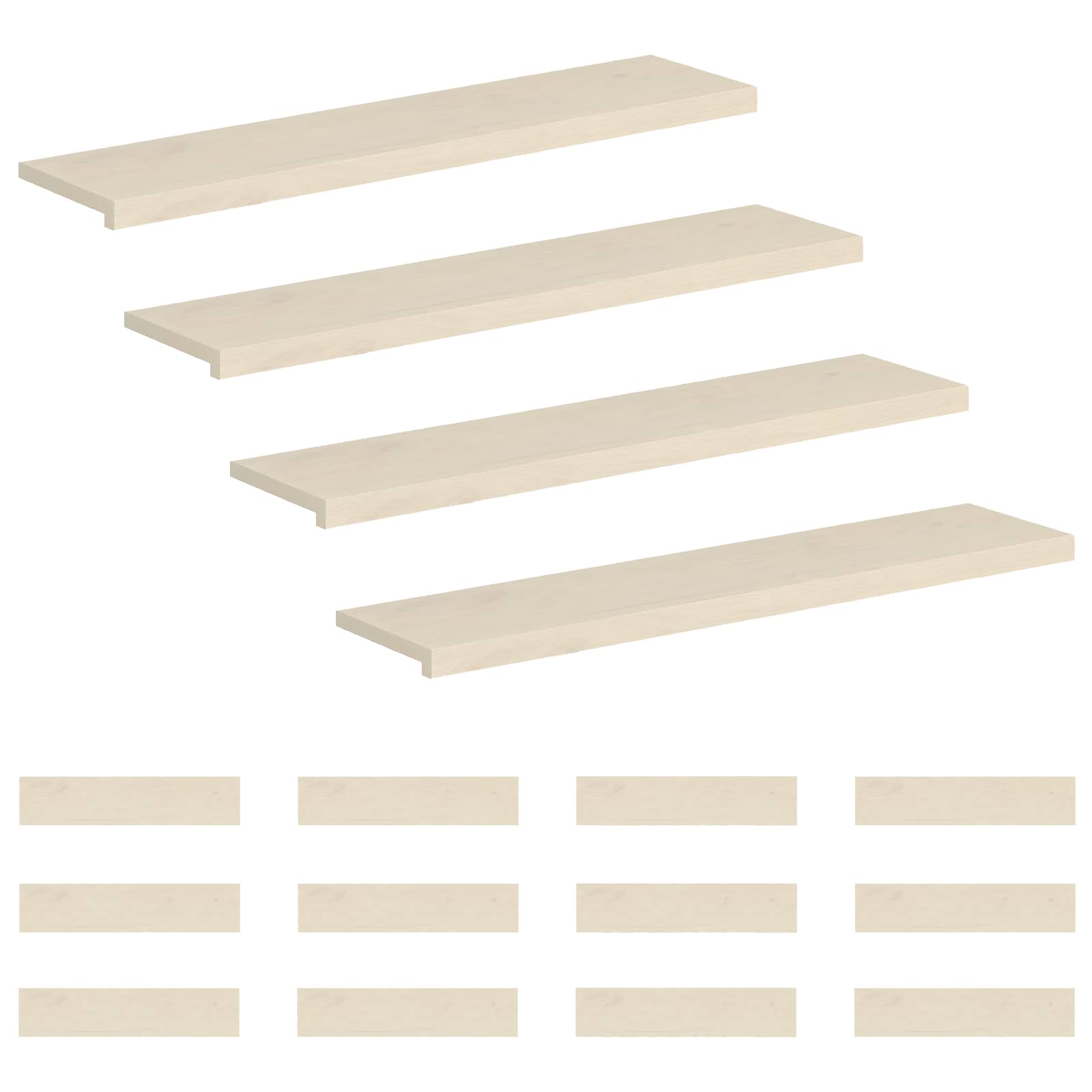 Trap Tread 16 st 110 x 25 x 2 cm Wit Massief Eikenhout image 2