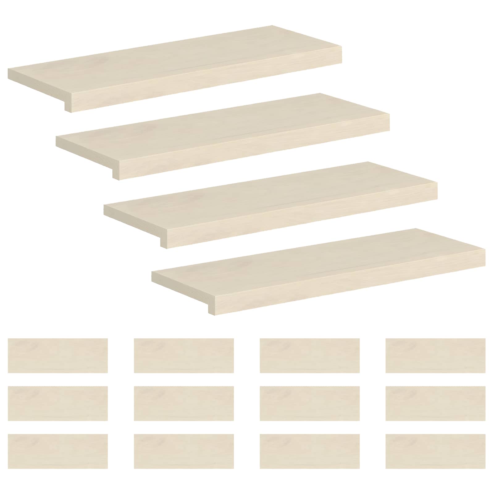 Trap Tread 16 st 80 x 30 x 2 cm Wit Massief Eikenhout image 2