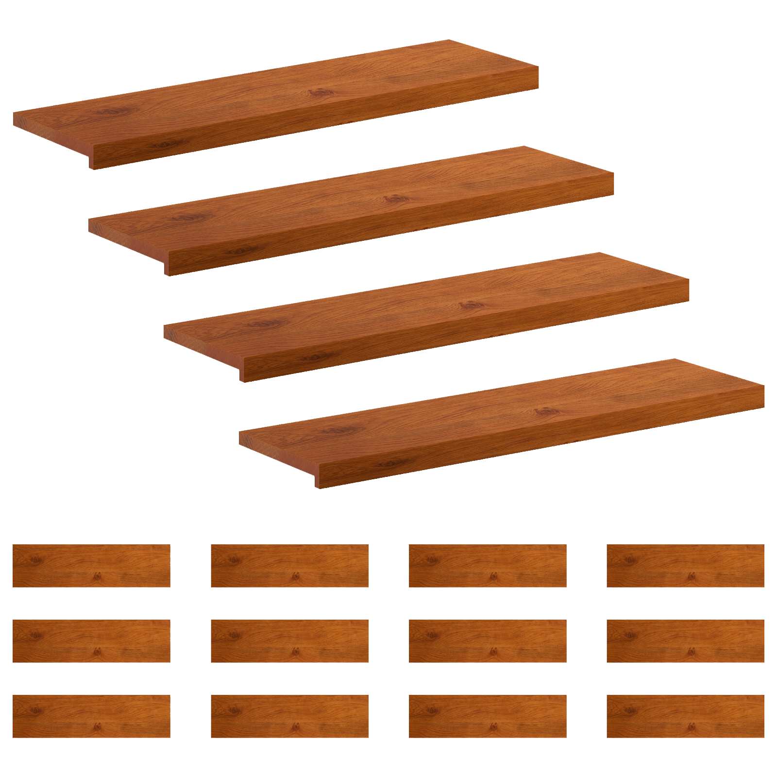 Trap Tread 16 st 90 x 25 x 2 cm Bruin Massief Eikenhout image 2