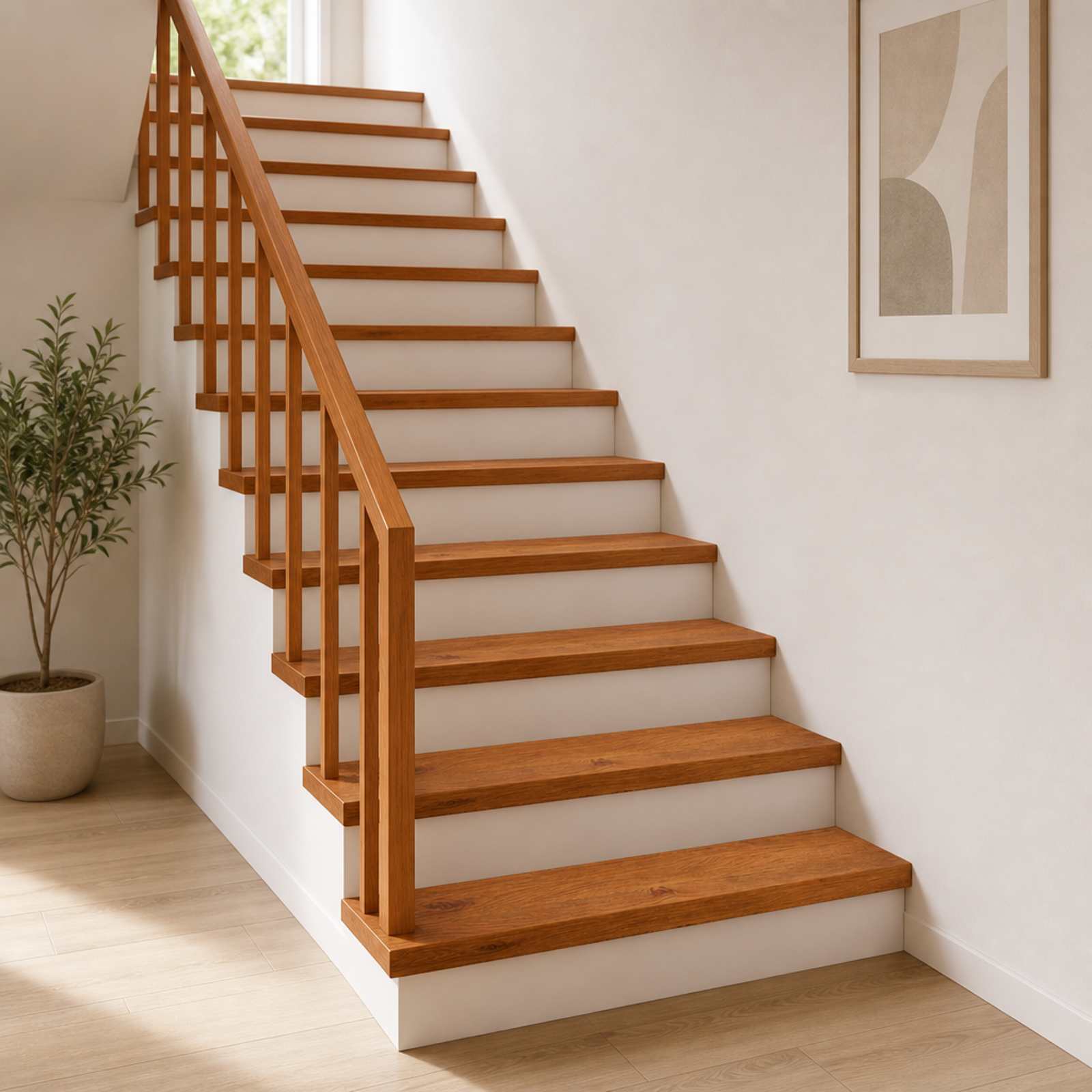 Trap Tread 16 st 100 x 30 x 2 cm Bruin Massief Eikenhout image 1