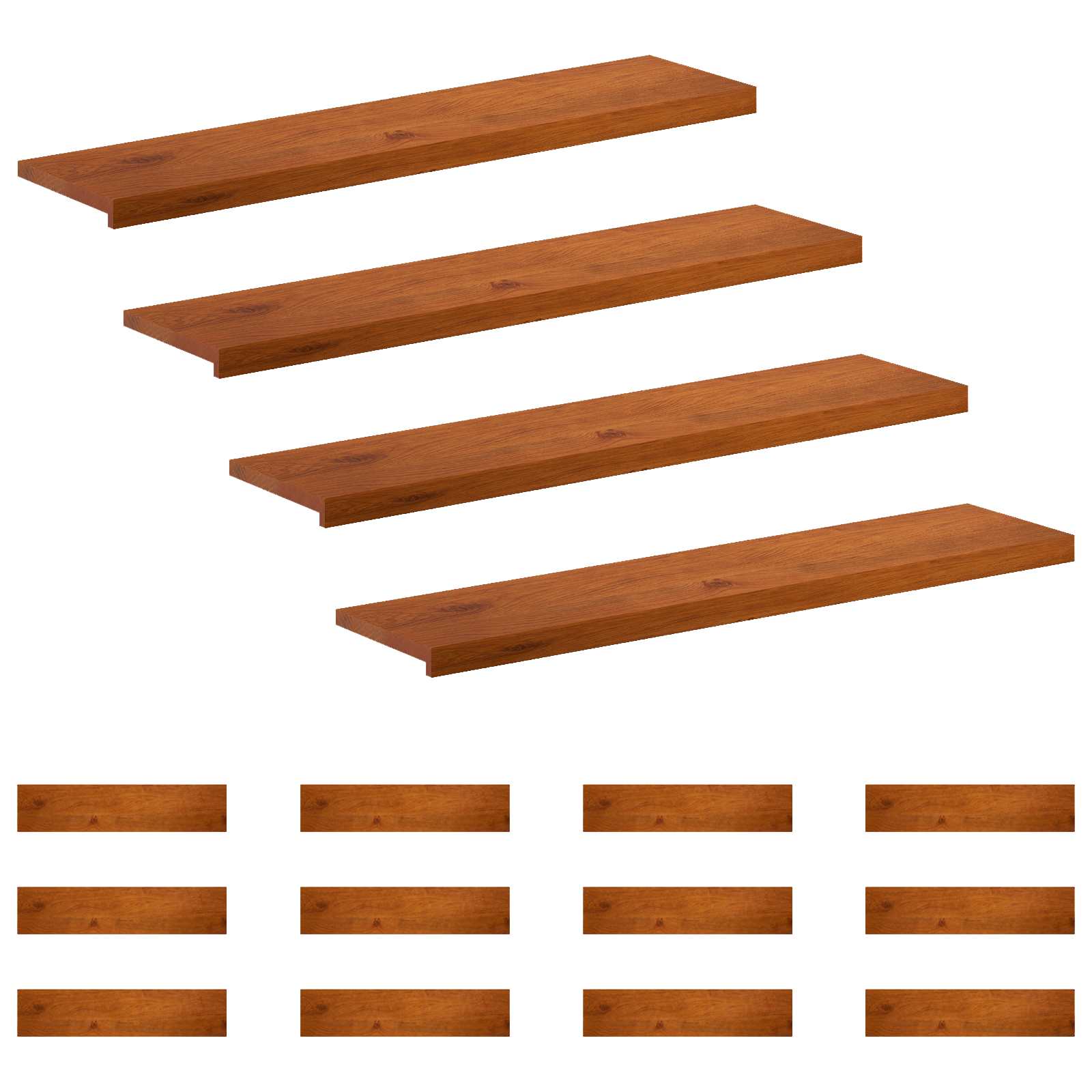 Trap Tread 16 st 120 x 25 x 2 cm Bruin Massief Eikenhout image 2