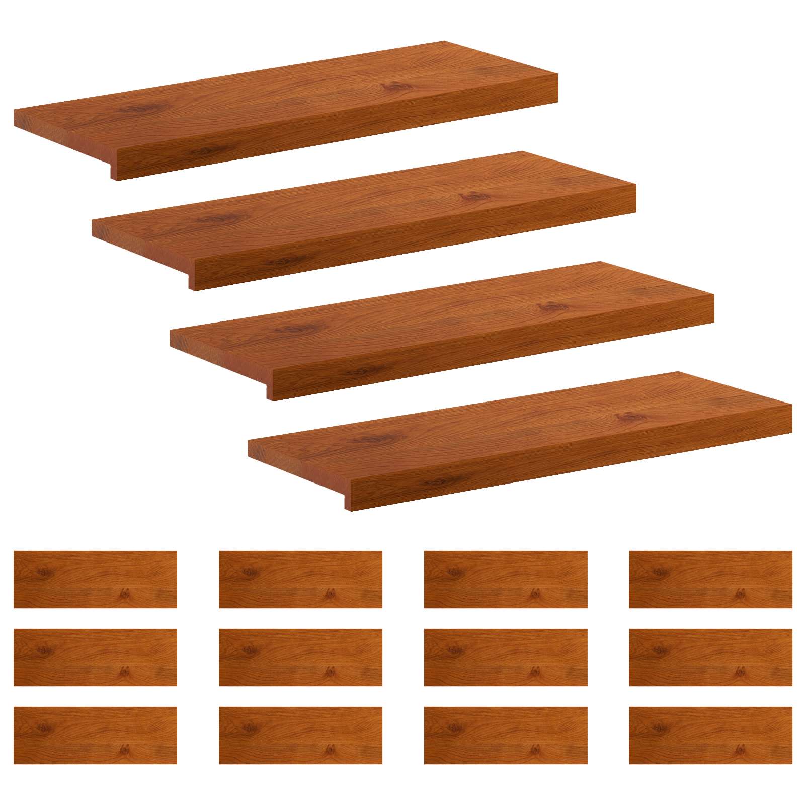 Trap Tread 16 st 80 x 30 x 2 cm Bruin Massief Eikenhout image 2