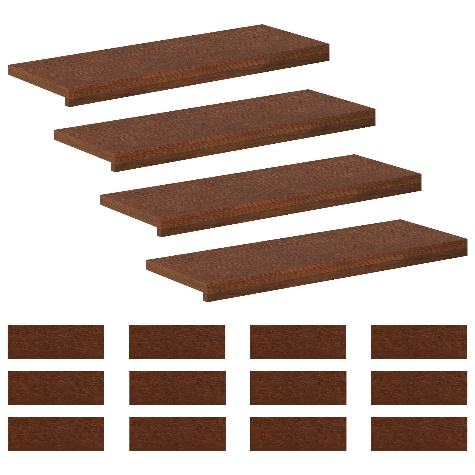 Trap Tread 16 st 70 x 25 x 2 cm Donkerbruin Massief Eikenhout image 2