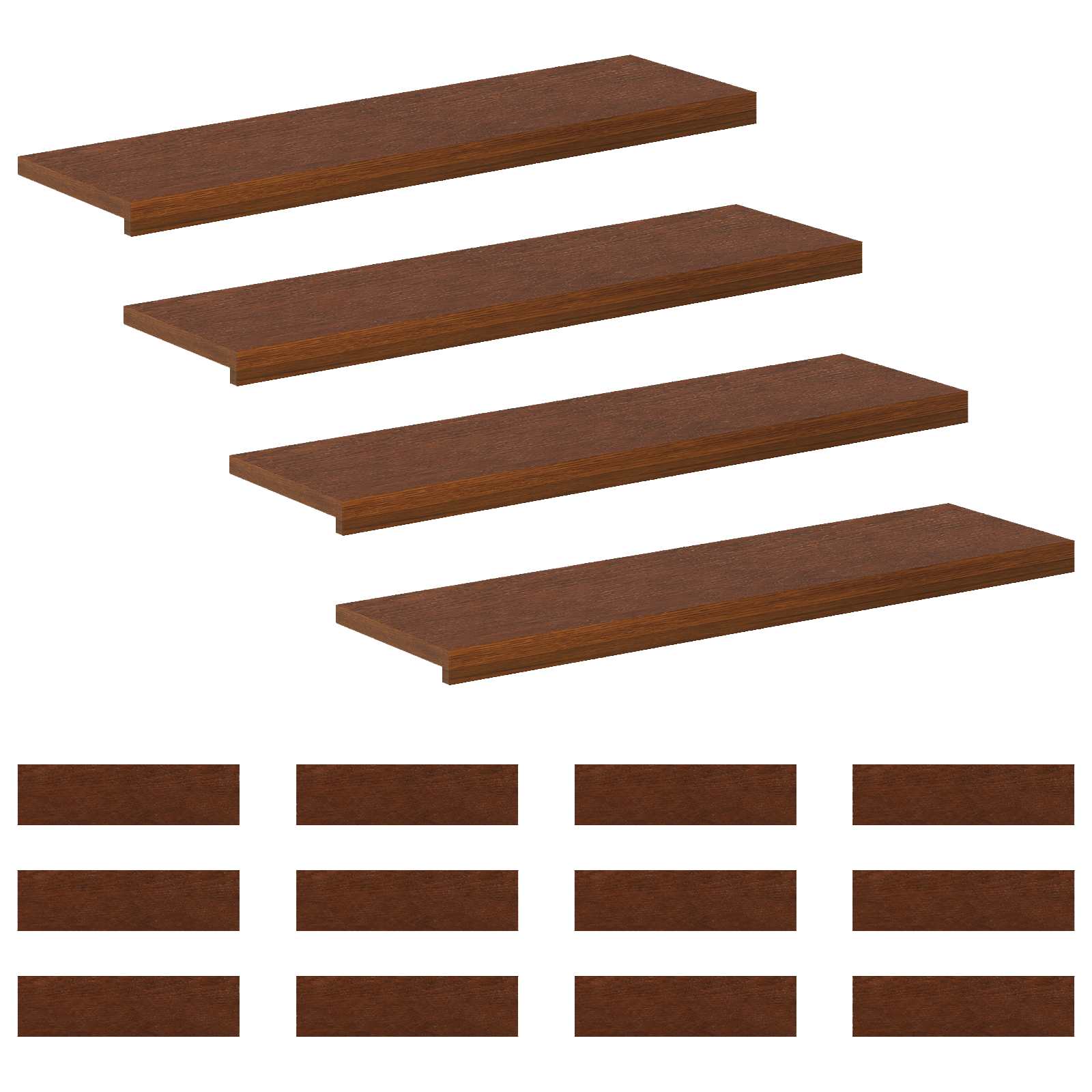 Trap Tread 16 st 90 x 25 x 2 cm Donkerbruin Massief Eikenhout image 2