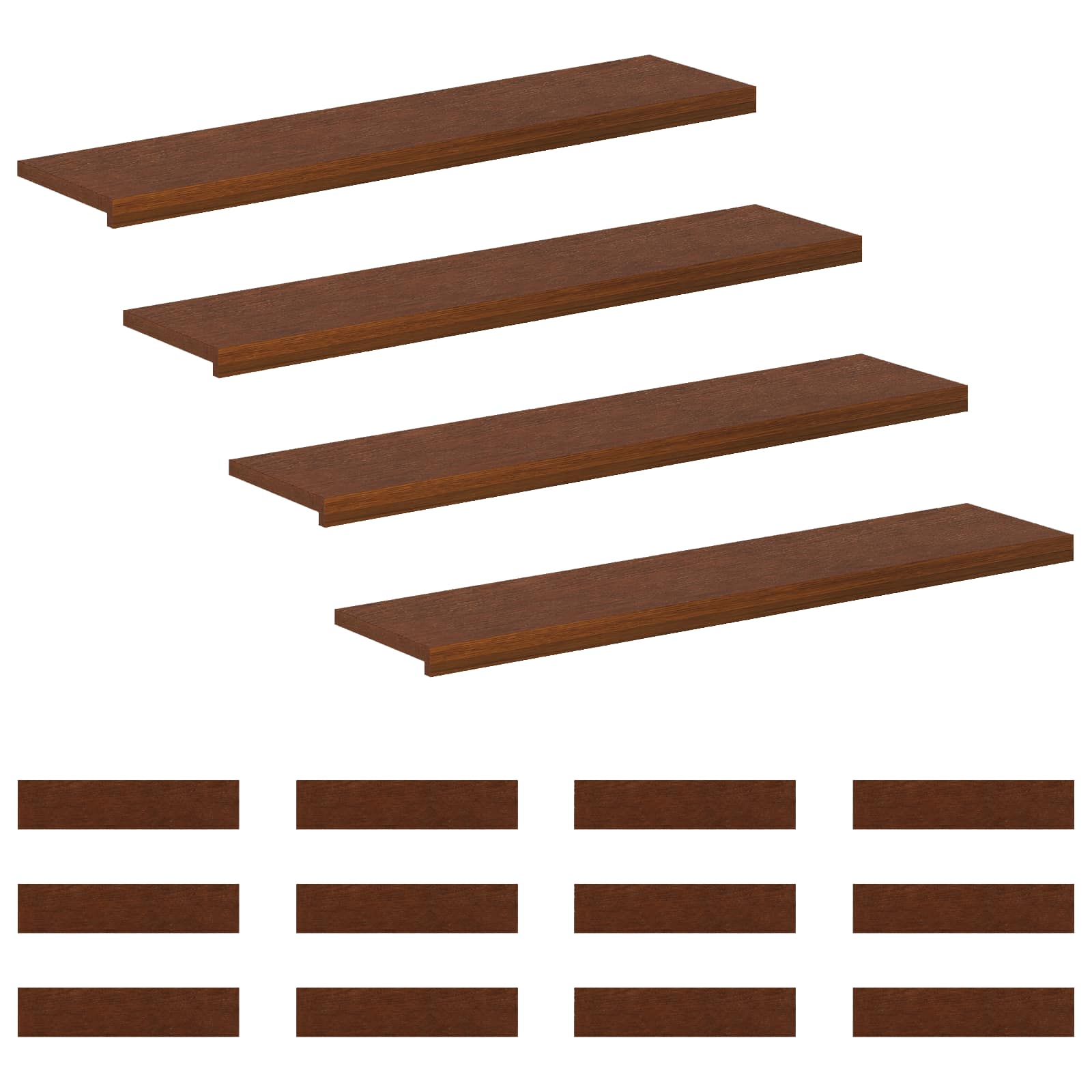 Trap Tread 16 st 120 x 25 x 2 cm Donkerbruin Massief Eikenhout image 2