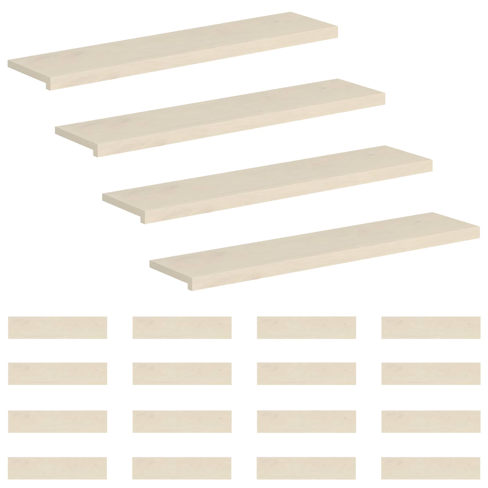 Trap Tread 20 st 120 x 25 x 2 cm Wit Massief Eikenhout image 2