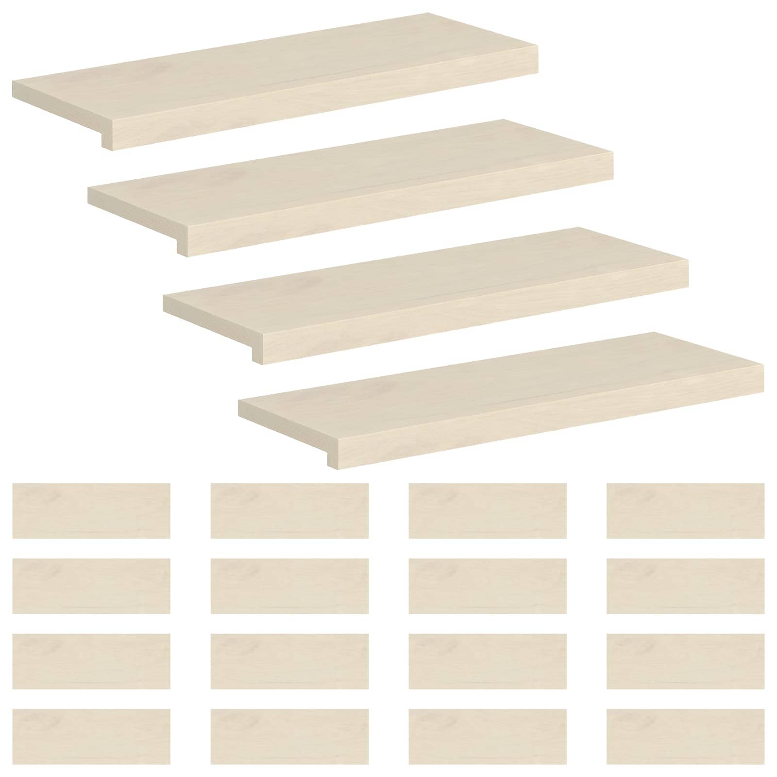 Trap Tread 20 st 70 x 30 x 2 cm Wit Massief Eikenhout image 2