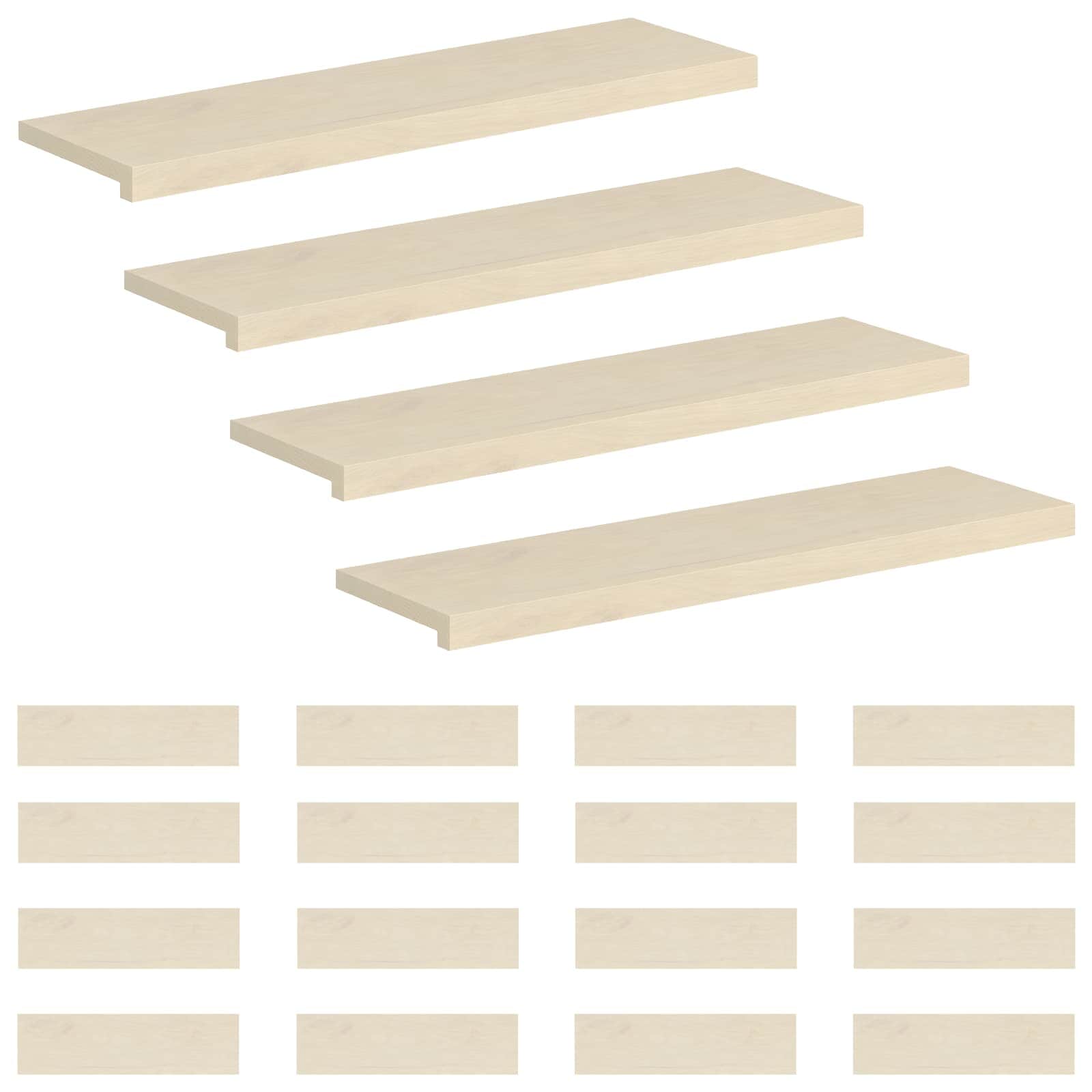 Trap Tread 20 st 90 x 30 x 2 cm Wit Massief Eikenhout image 2