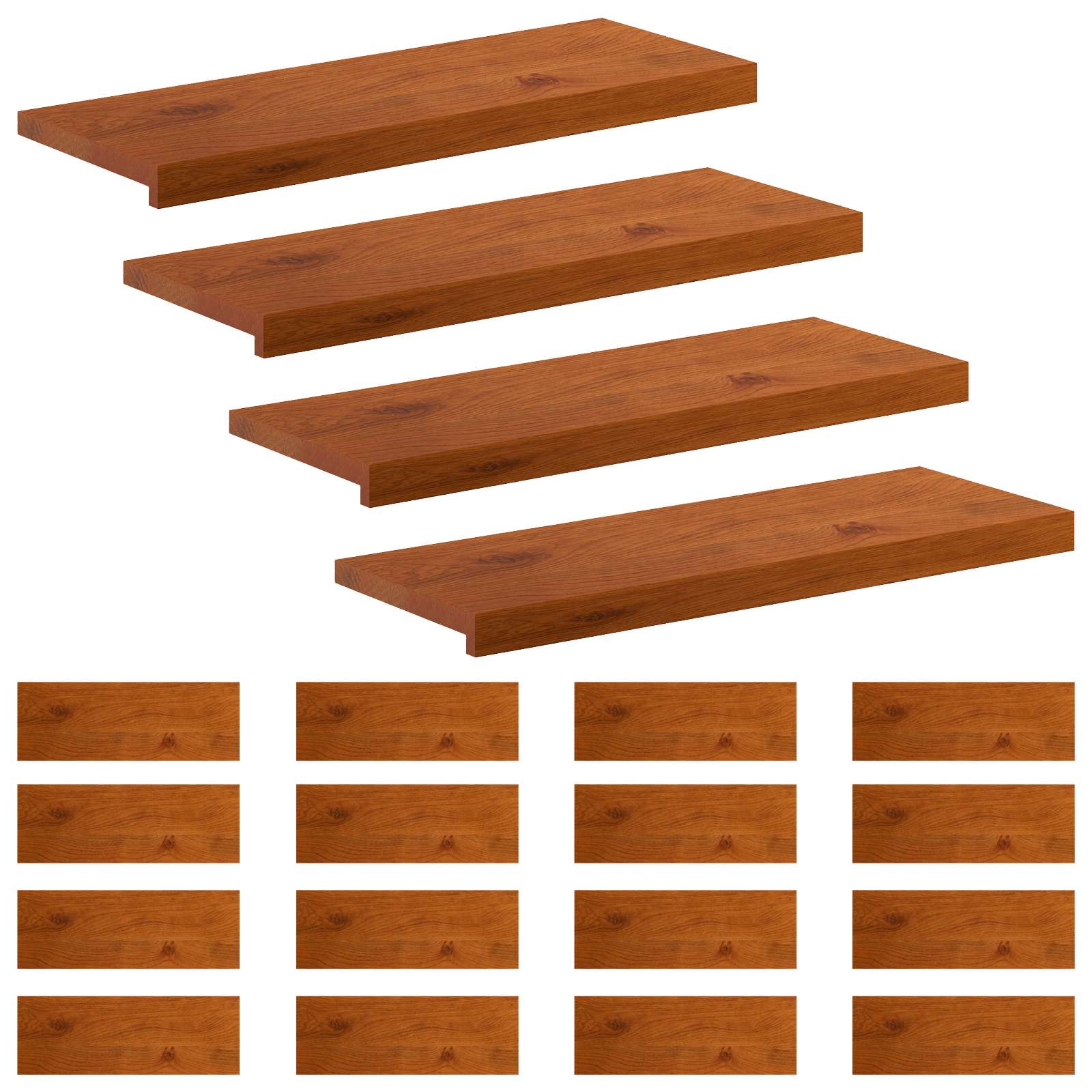 Trap Tread 20 st 80 x 25 x 2 cm Bruin Massief Eikenhout image 2