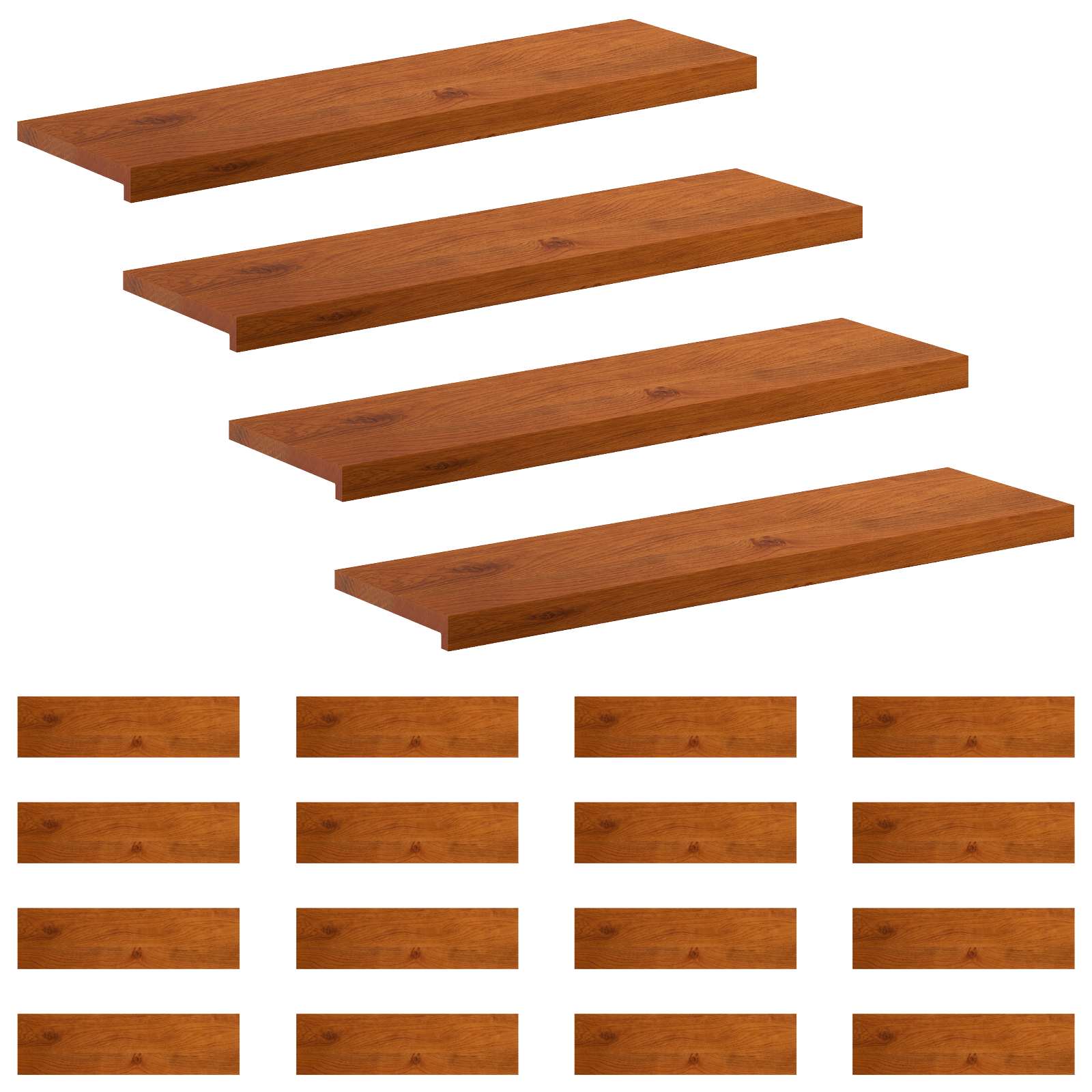 Trap Tread 20 st 90 x 25 x 2 cm Bruin Massief Eikenhout image 2