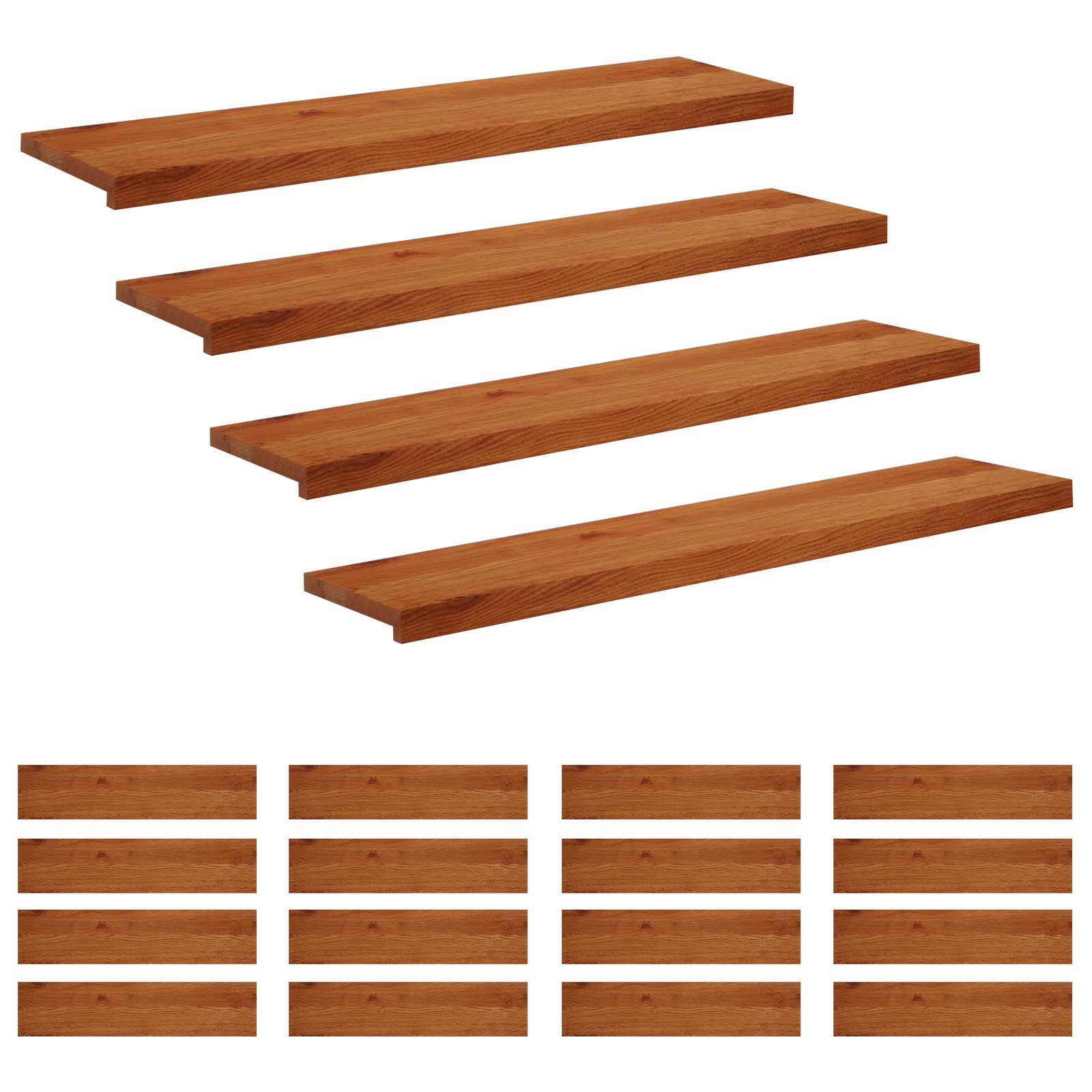 Trap Tread 20 st 120 x 25 x 2 cm Bruin Massief Eikenhout image 2
