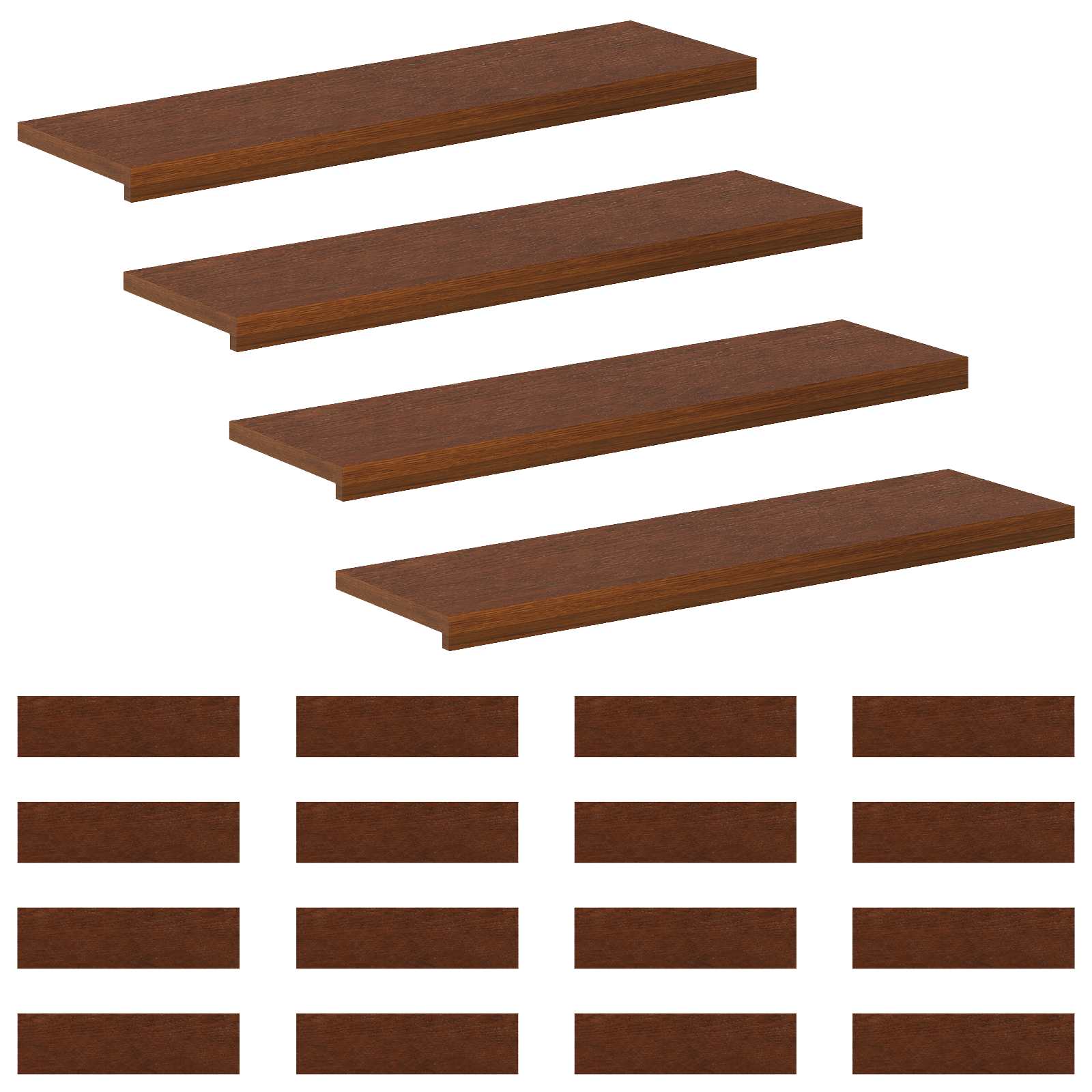 Trap Tread 20 st 90 x 25 x 2 cm Donkerbruin Massief Eikenhout image 2