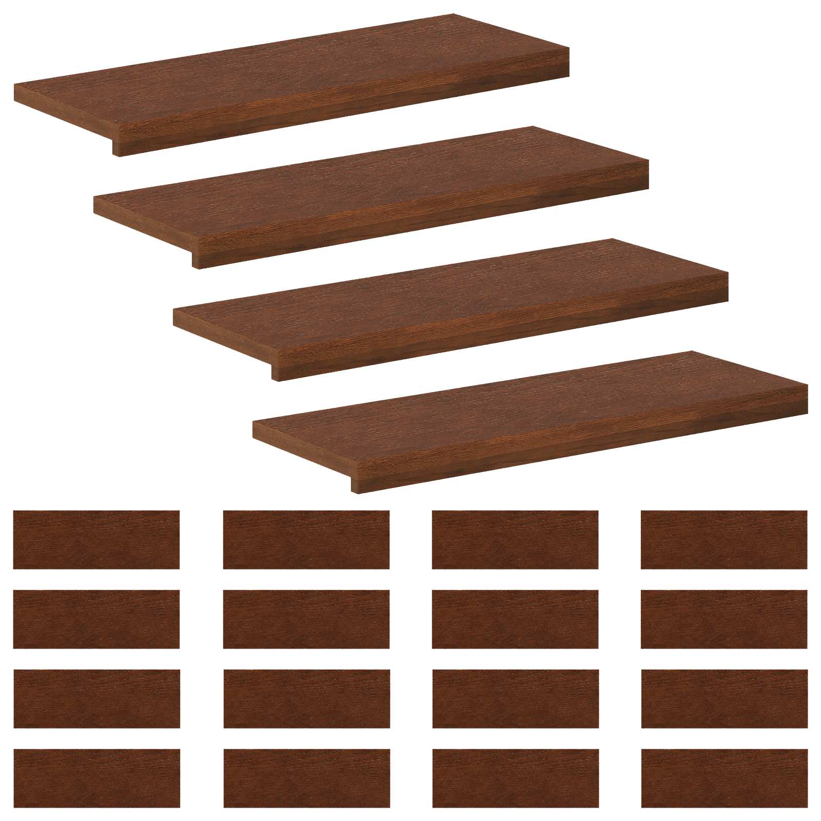 Trap Tread 20 st 80 x 30 x 2 cm Donkerbruin Massief Eikenhout image 2