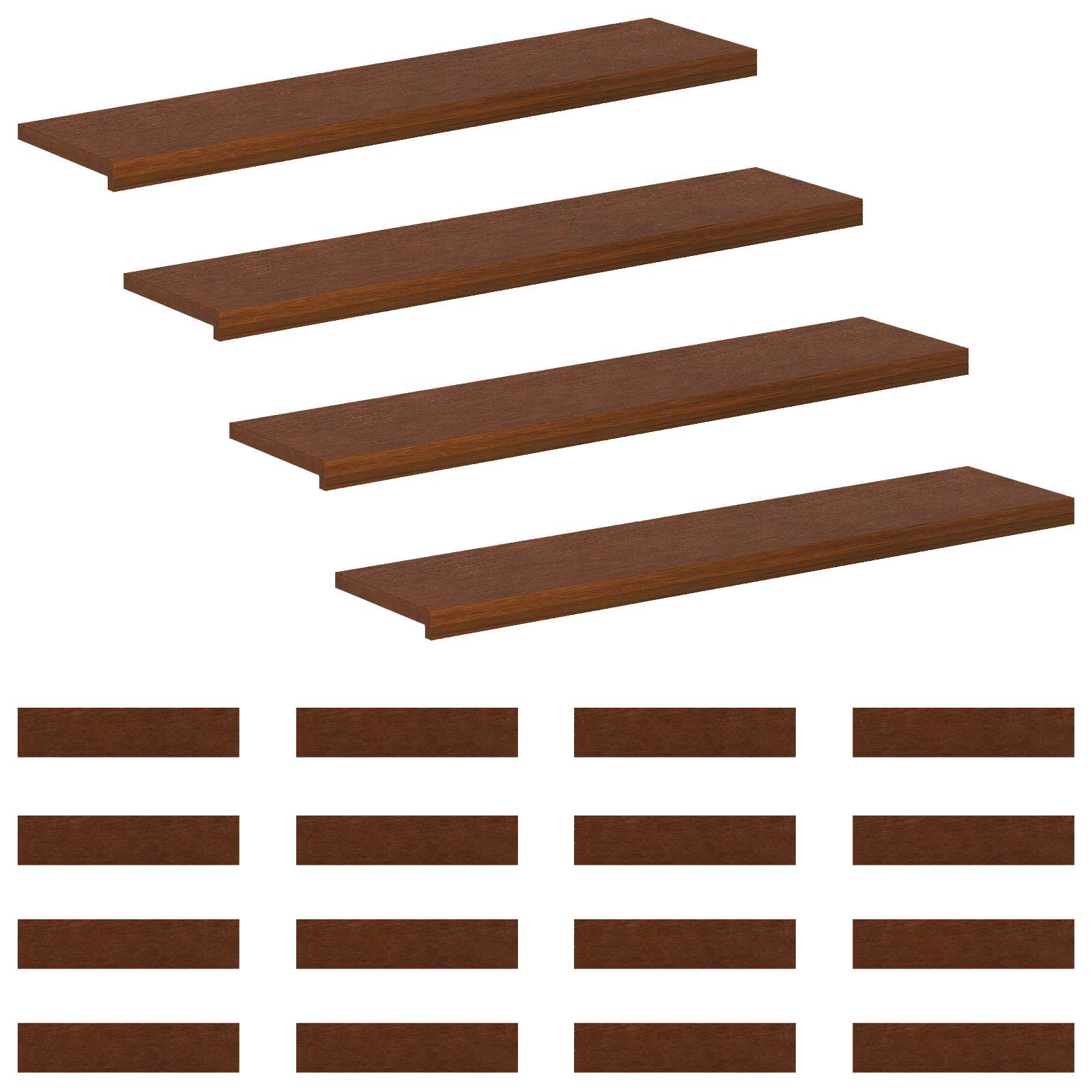 Trap Tread 20 st 120 x 30 x 2 cm Donkerbruin Massief Eikenhout image 2