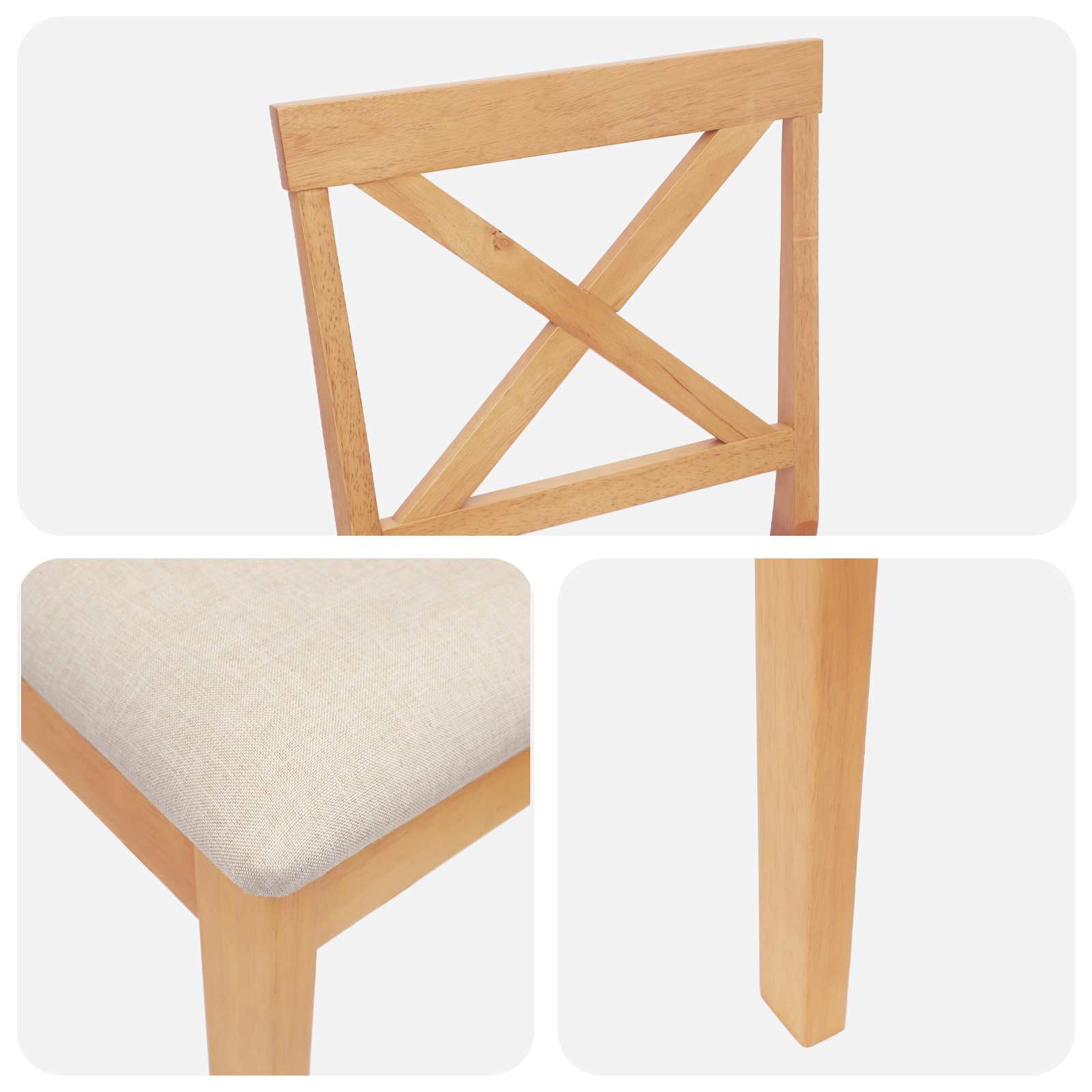 Μπαρ σκαμπό 2 pcs Φυσικό και Μπεζ - Image 5