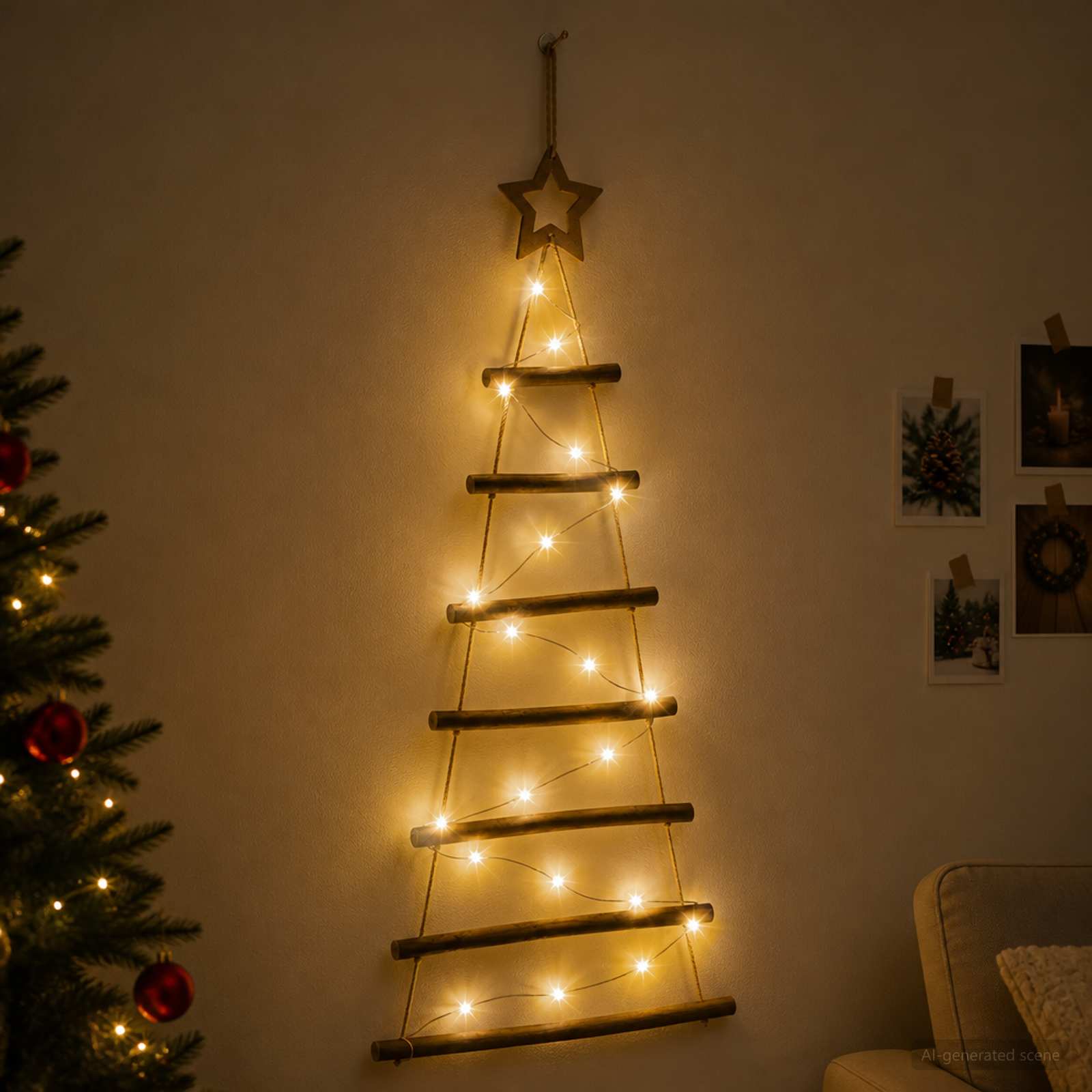 vidaXL Hængende juletræ 90 cm 30 LED'er Varm hvid
