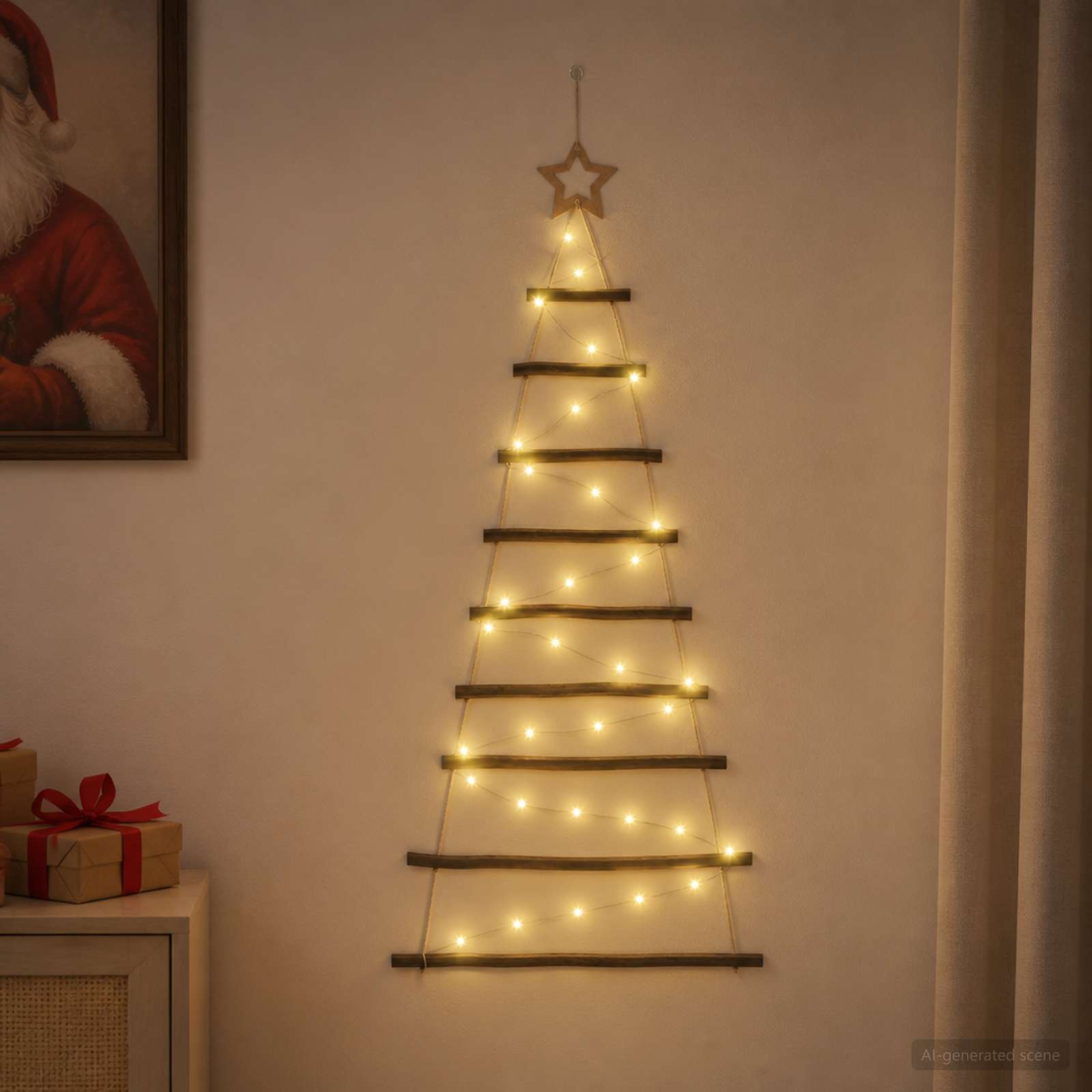 vidaXL Hængende juletræ 120 cm 50 LED'er Varm hvid