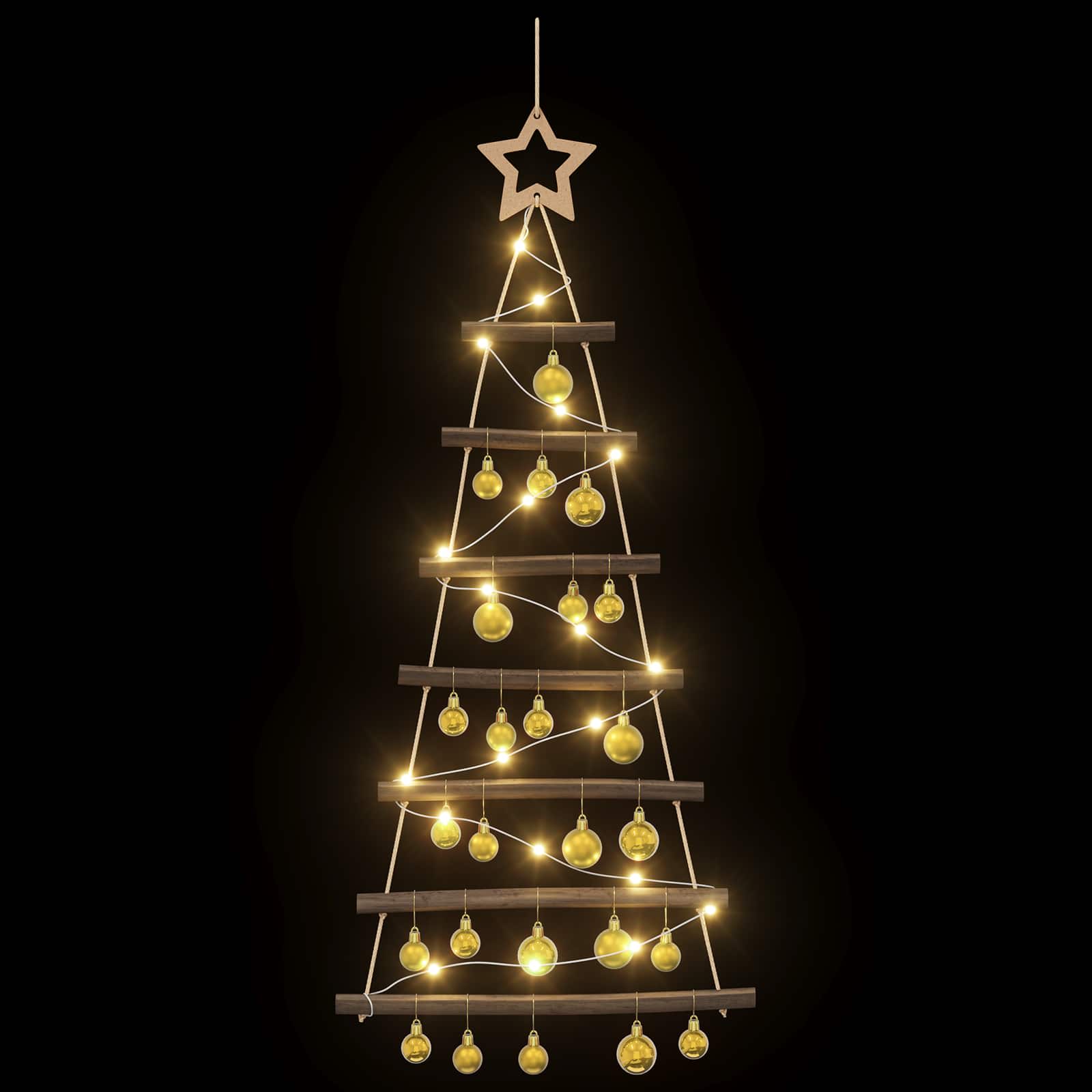 Viseče božično drevo s kroglicami 90 cm 30 LED Toplo bela