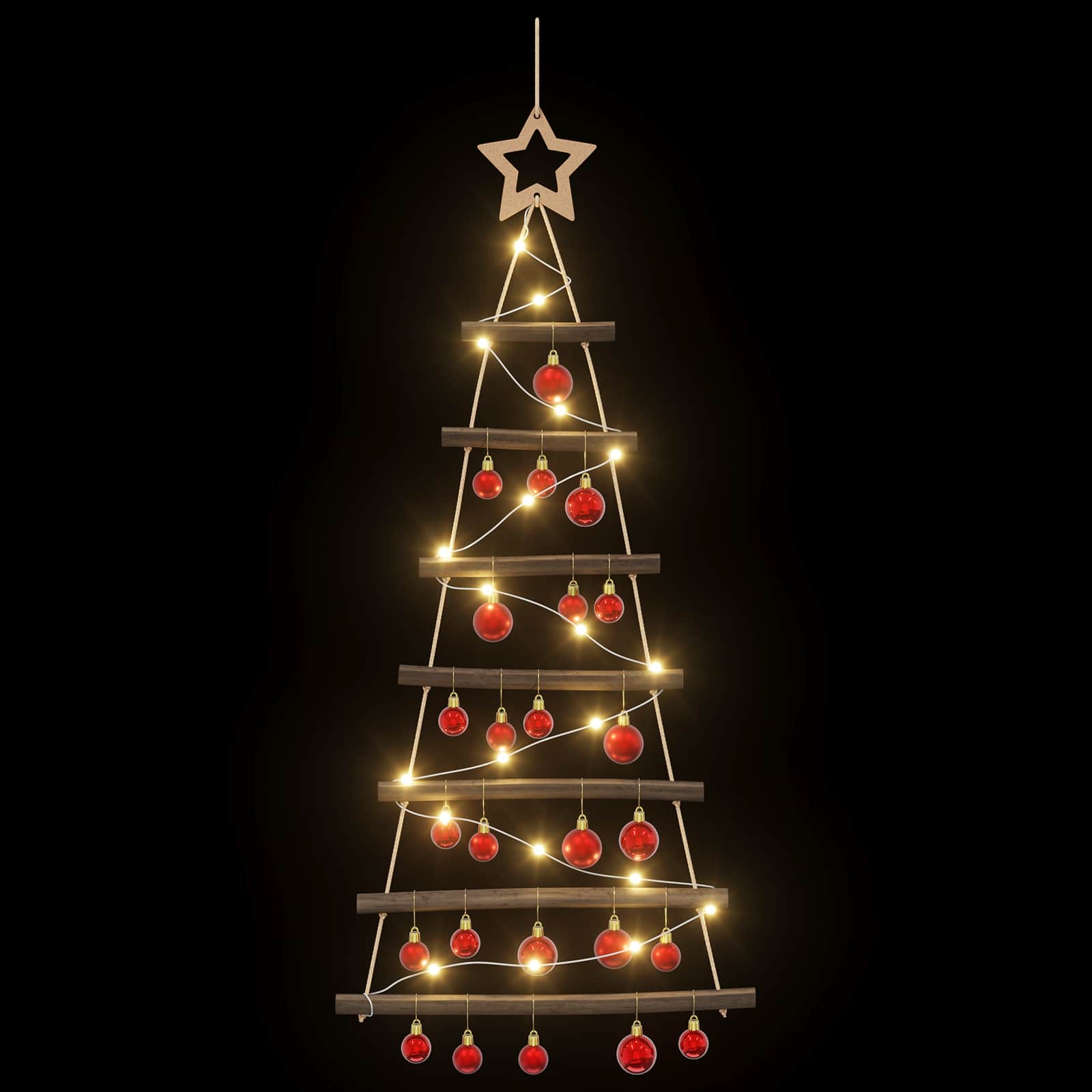 Viseče božično drevo s kroglicami 90 cm 30 LED Toplo bela