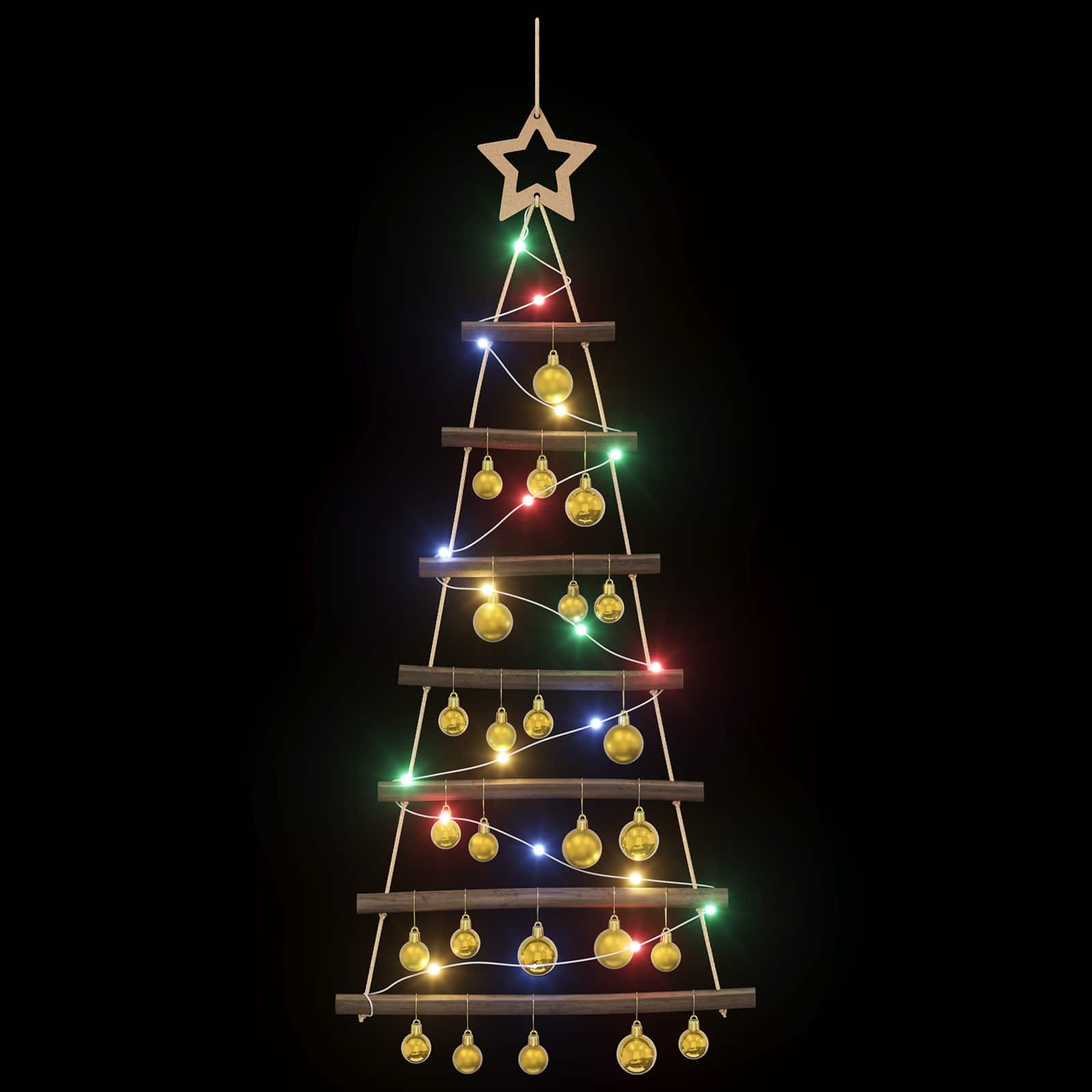 Viseče božično drevo s kroglicami 90 cm 30 LED Večbarvno